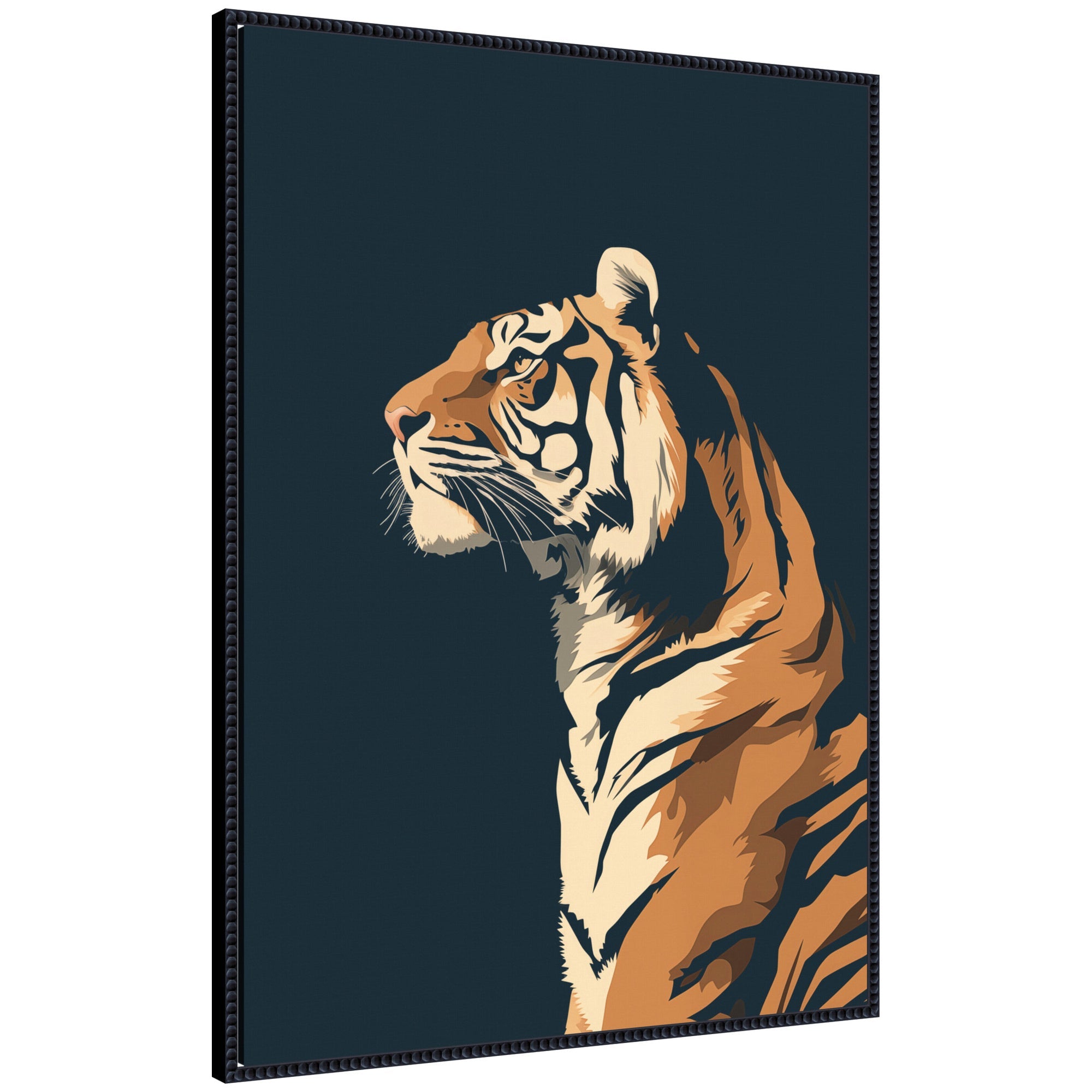 Navy Tiger by The Creative Bunch Studio Framed Canvas Wall Art Print