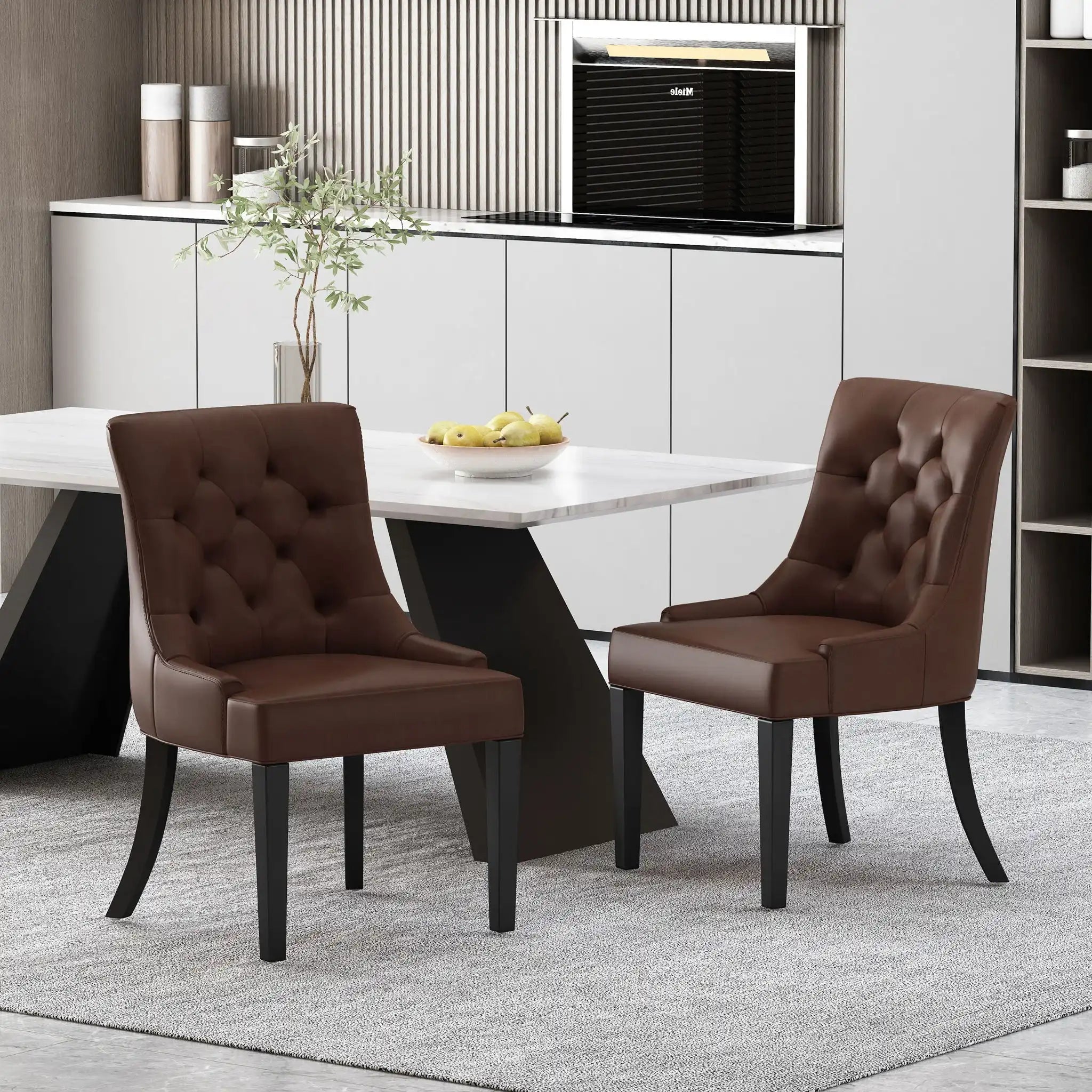 Cheney Contemporary Dining Chair Tufted Upholstery (Set of 2)