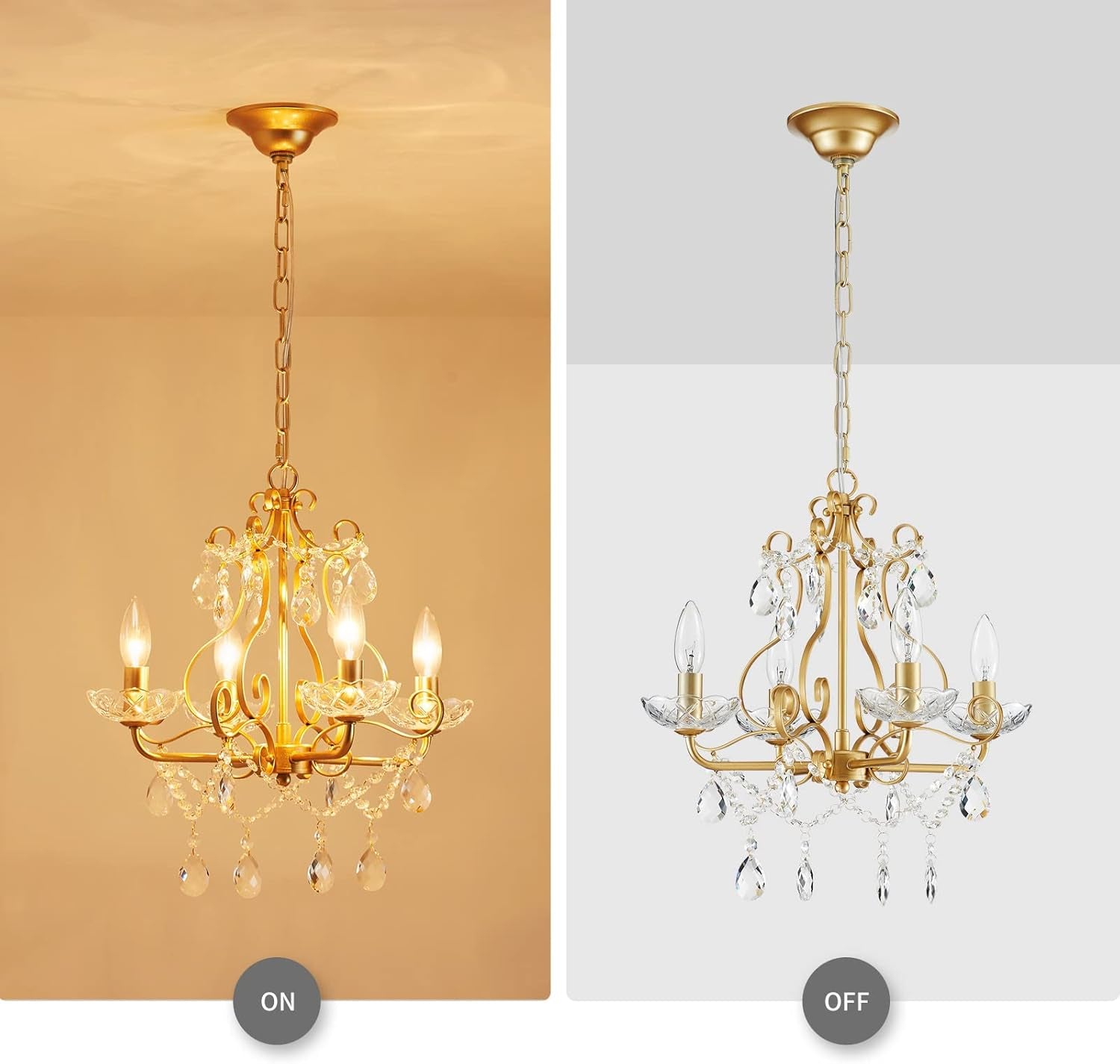 Crystal Pendant Chandelier Flush Mount Lighting Gold-3