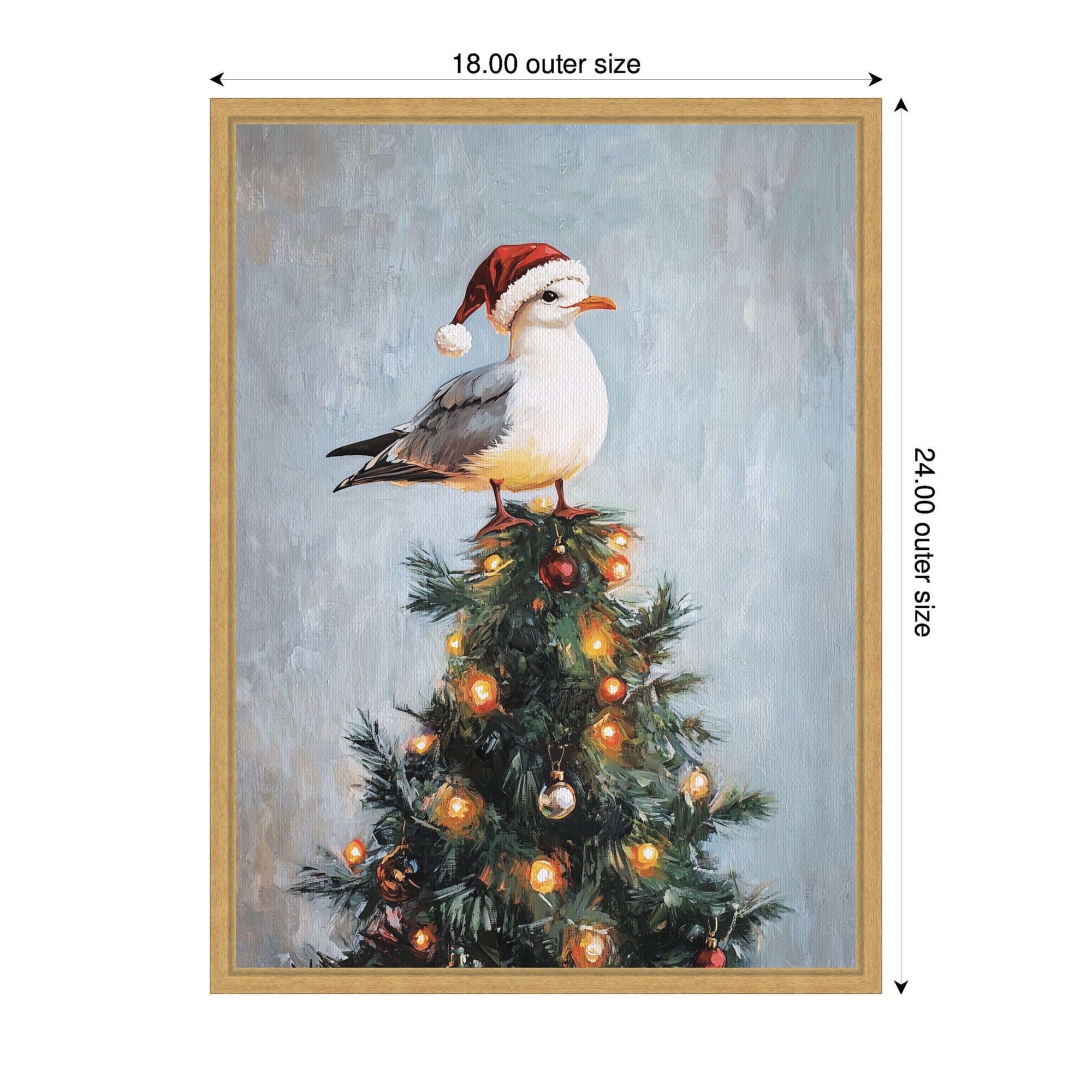 Sylvie Framed Canvas Seagull Santa Hat Festive Holiday Tree by The Creative Bunch Studio