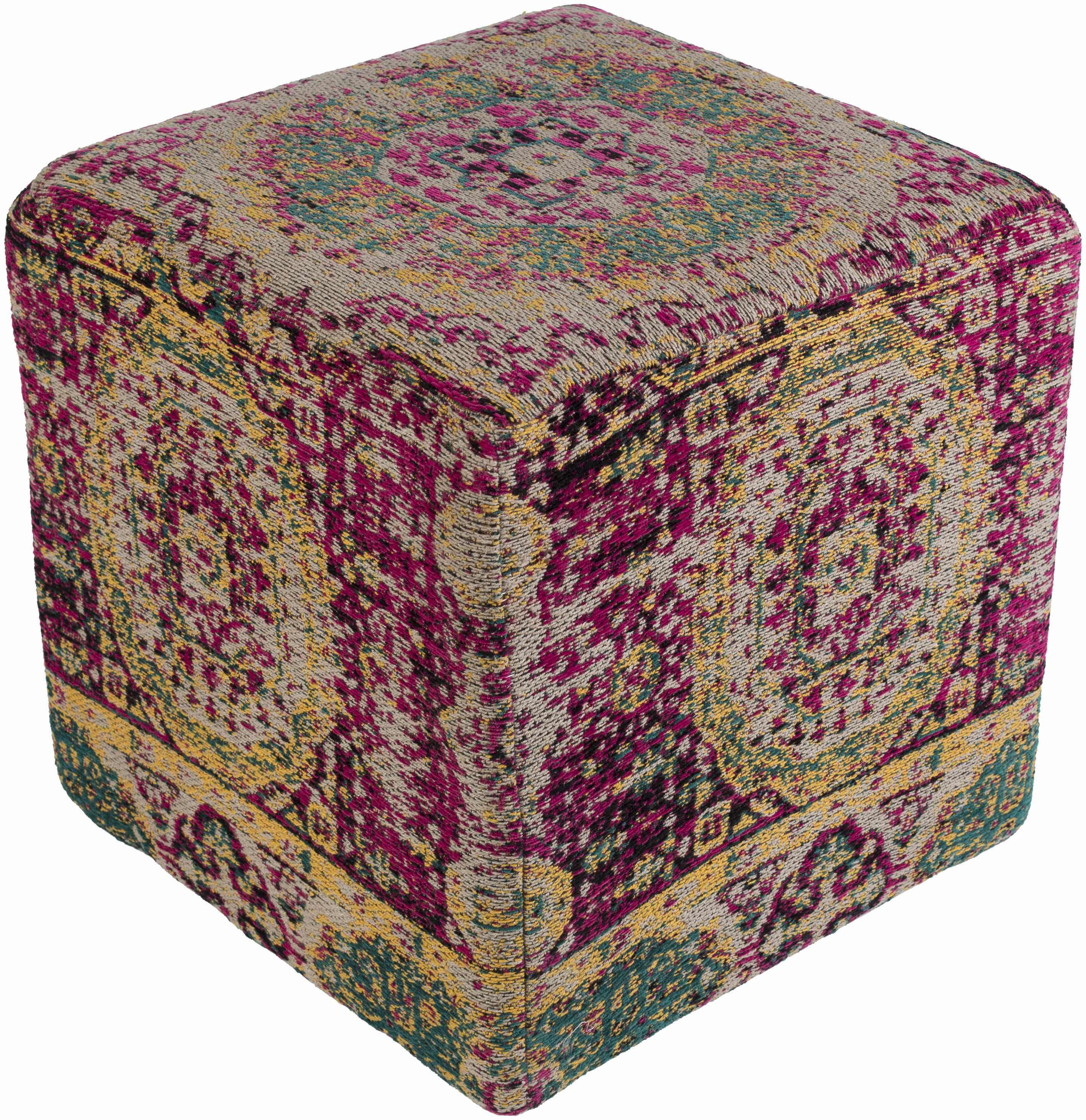 Gretna Magenta Ottoman Pouf-0