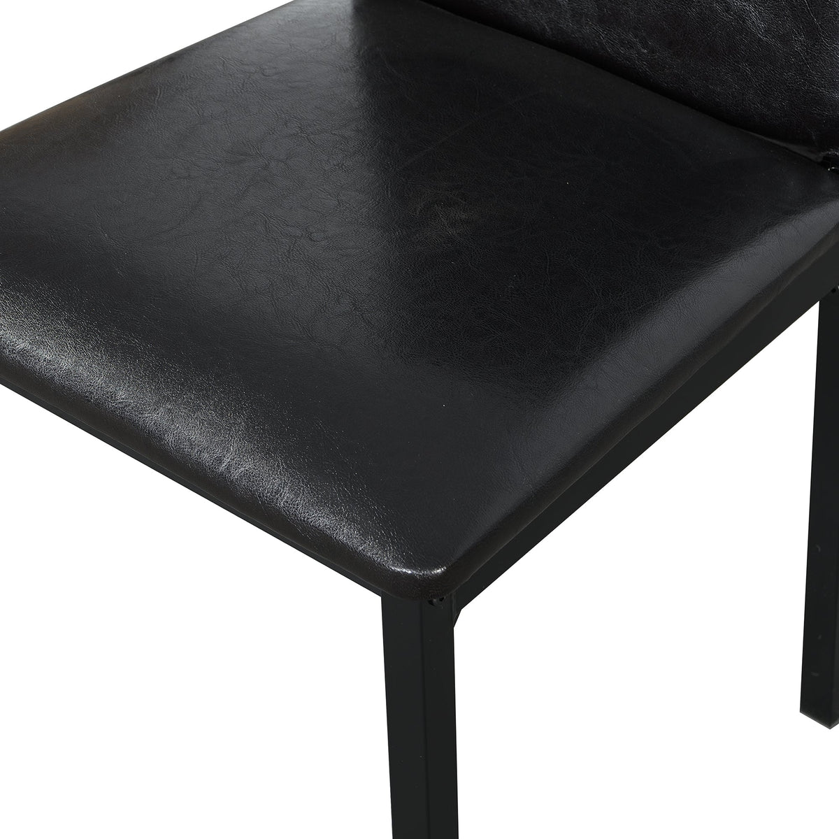 Furniture 5 Piece Metal Dinette Set with Faux Marble Top - Black