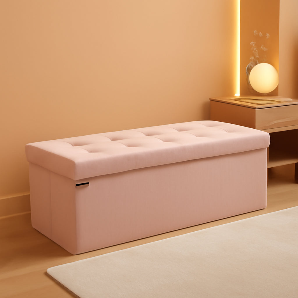 Jelly Pink Foldaway Underbed Storage Ottoman Bench