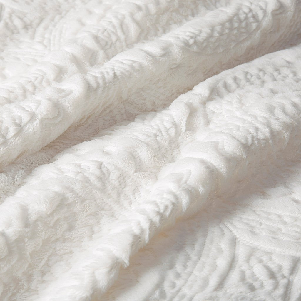 King/Cal King Embroidered Medallion Faux Fur Comforter Mini Set