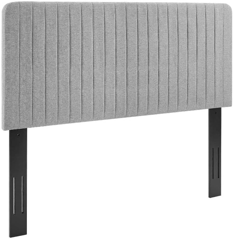 Channel Tufted Light Gray King Headboard With Foam Padding