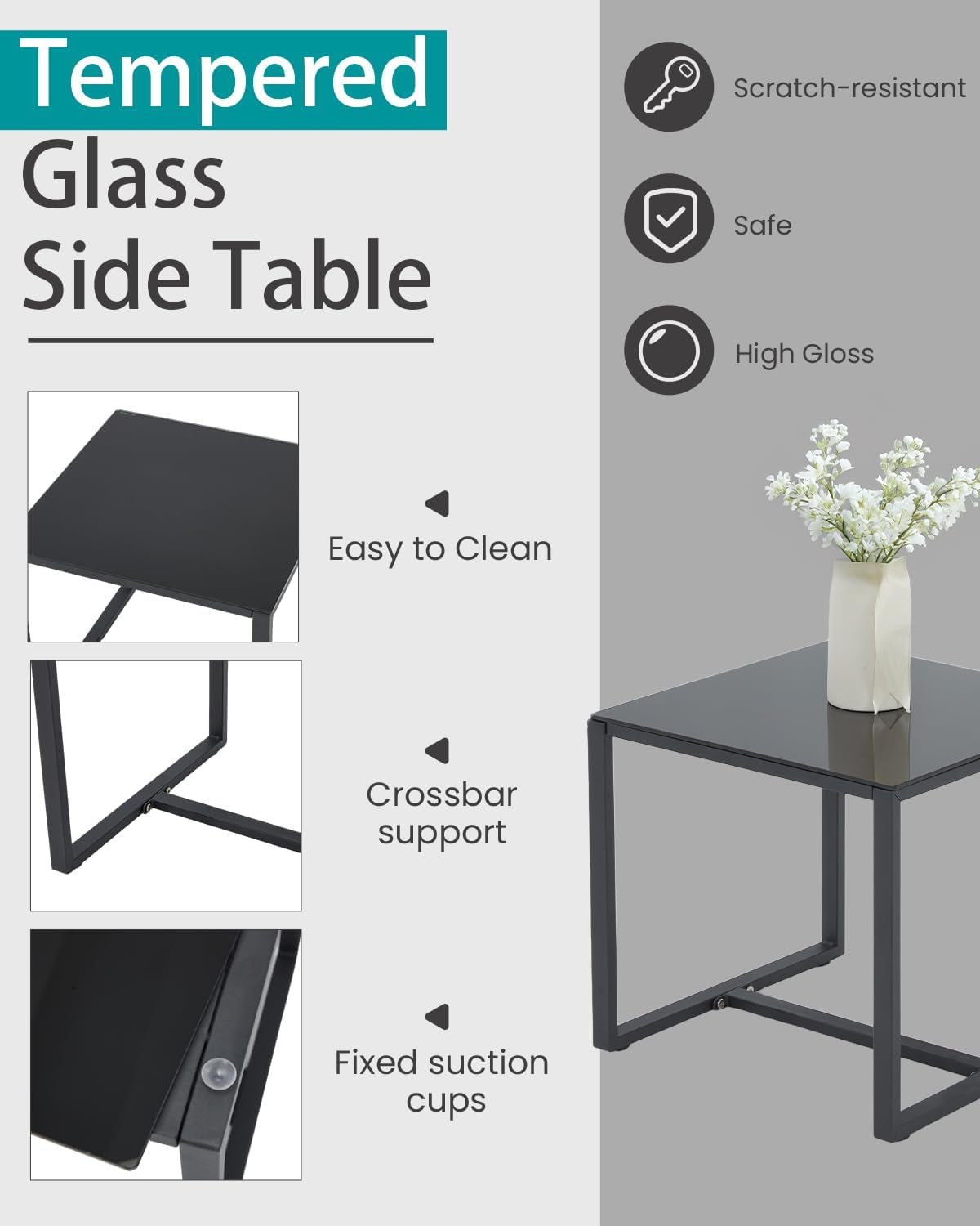 3 Piece Outdoor Patio Furniture Set Wicker Conversation Set With Glass Coffee Table