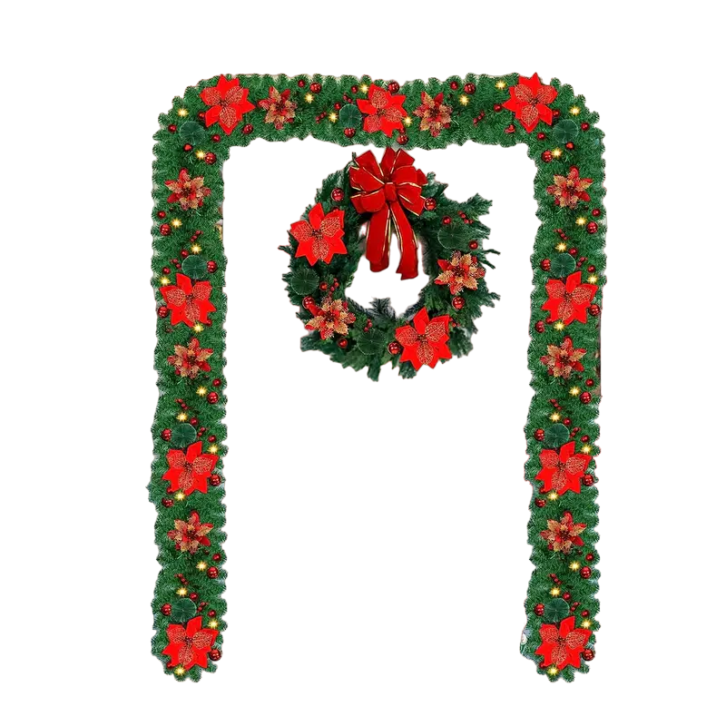 Enchanted Glow: Battery-Powered Artificial Christmas Garland Lights-0