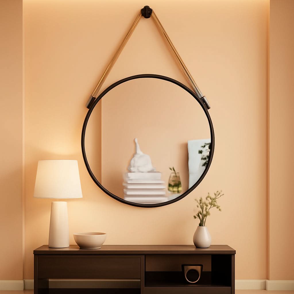 20 Inch Round Hanging Mirror Wall Mounted Classic