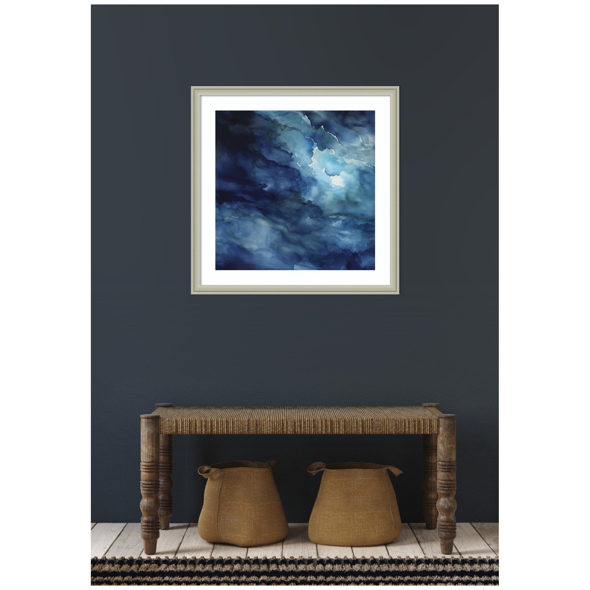 Framed Art Rich Blue Watery Abstract by The Creative Bunch Studio