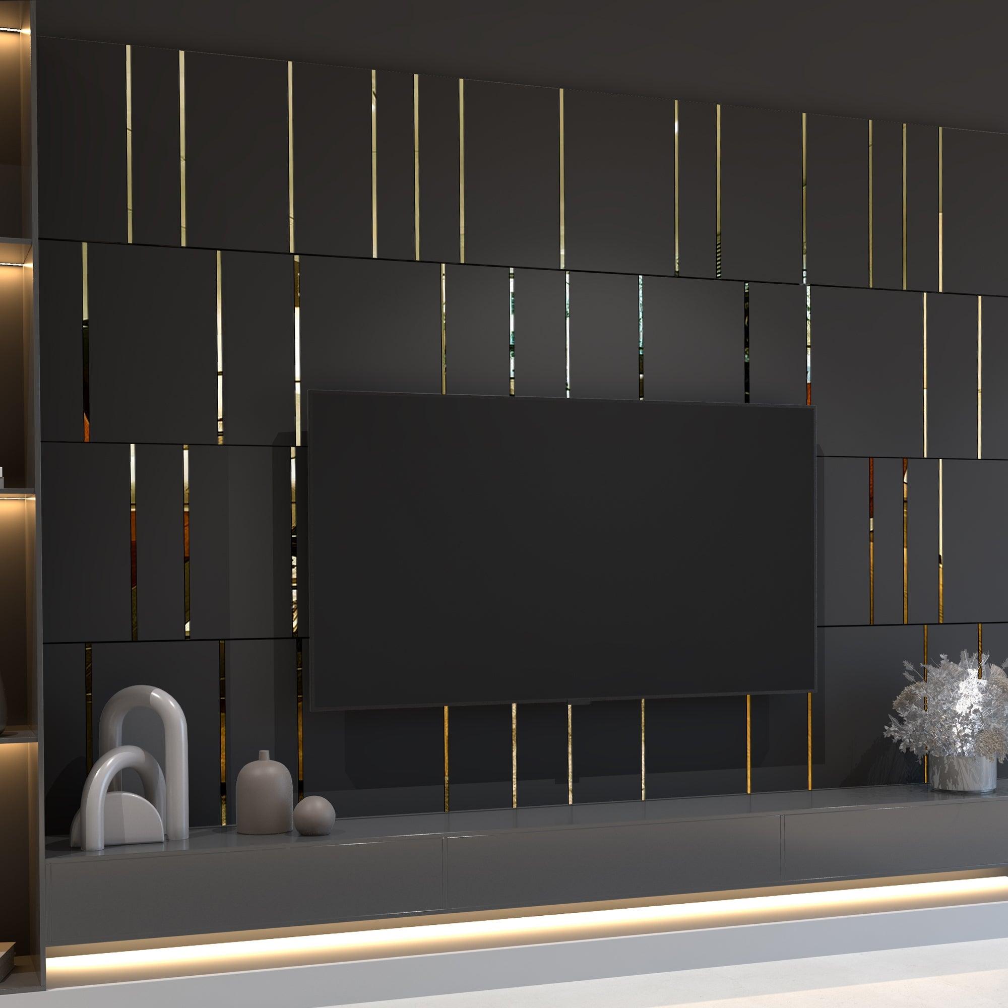 Black & Gold Mirror Wall Panels - PRHOMZ