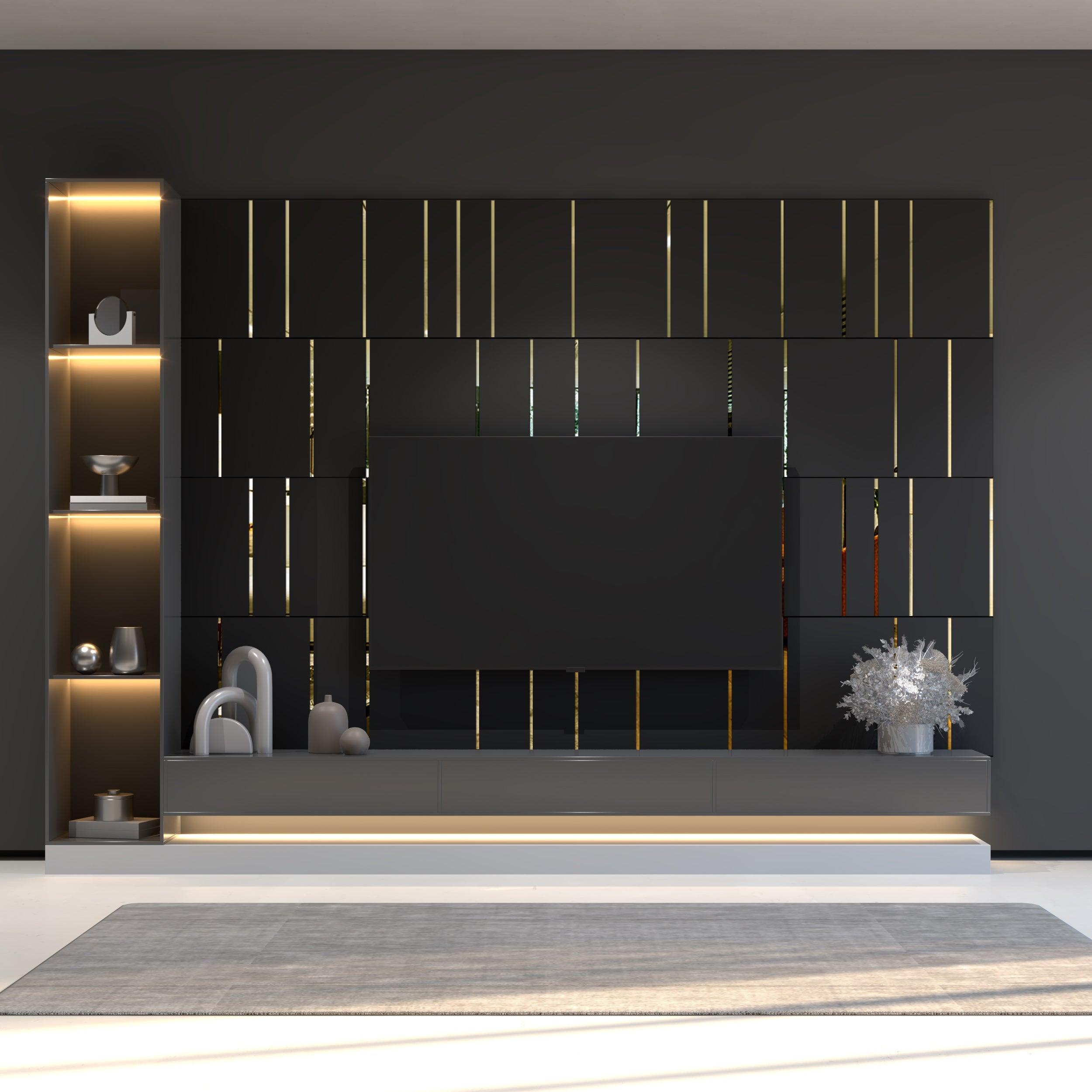 Black & Gold Mirror Wall Panels - PRHOMZ