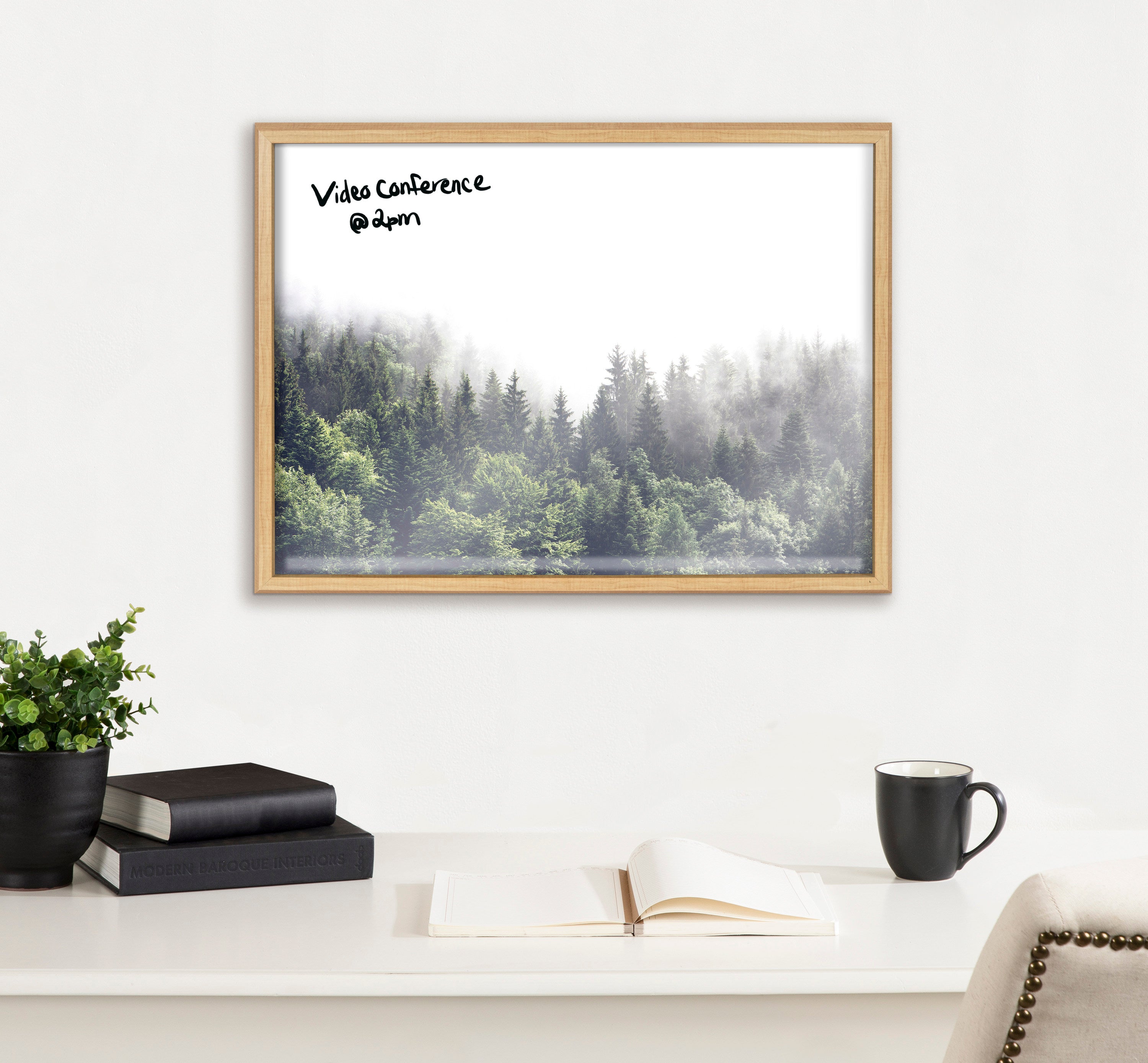 Blake Lush Green Forest on a Foggy Day Framed Printed Glass by The Creative Bunch Studio