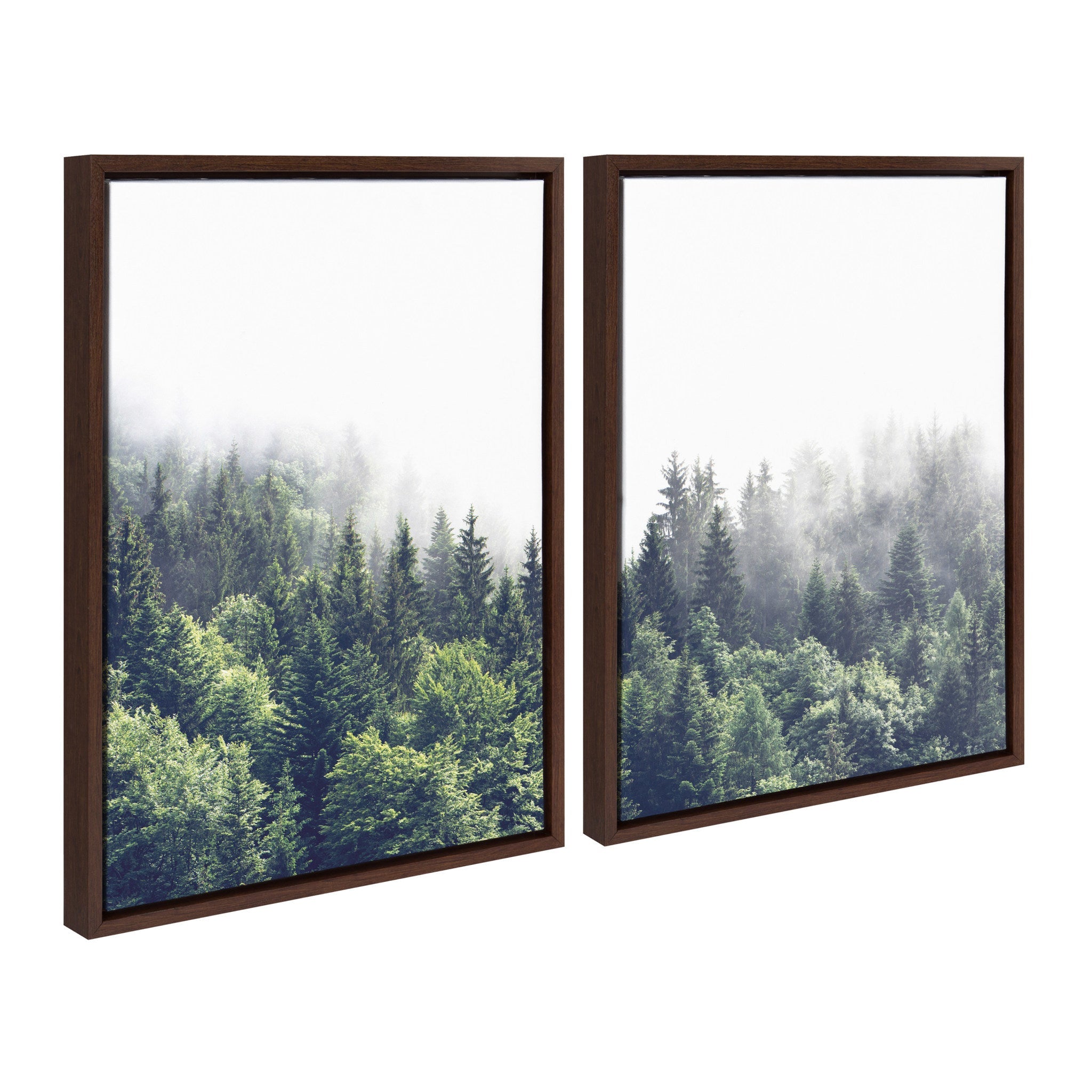 Sylvie Lush Green Forest on a Foggy Day Framed Canvas Set by The Creative Bunch Studio