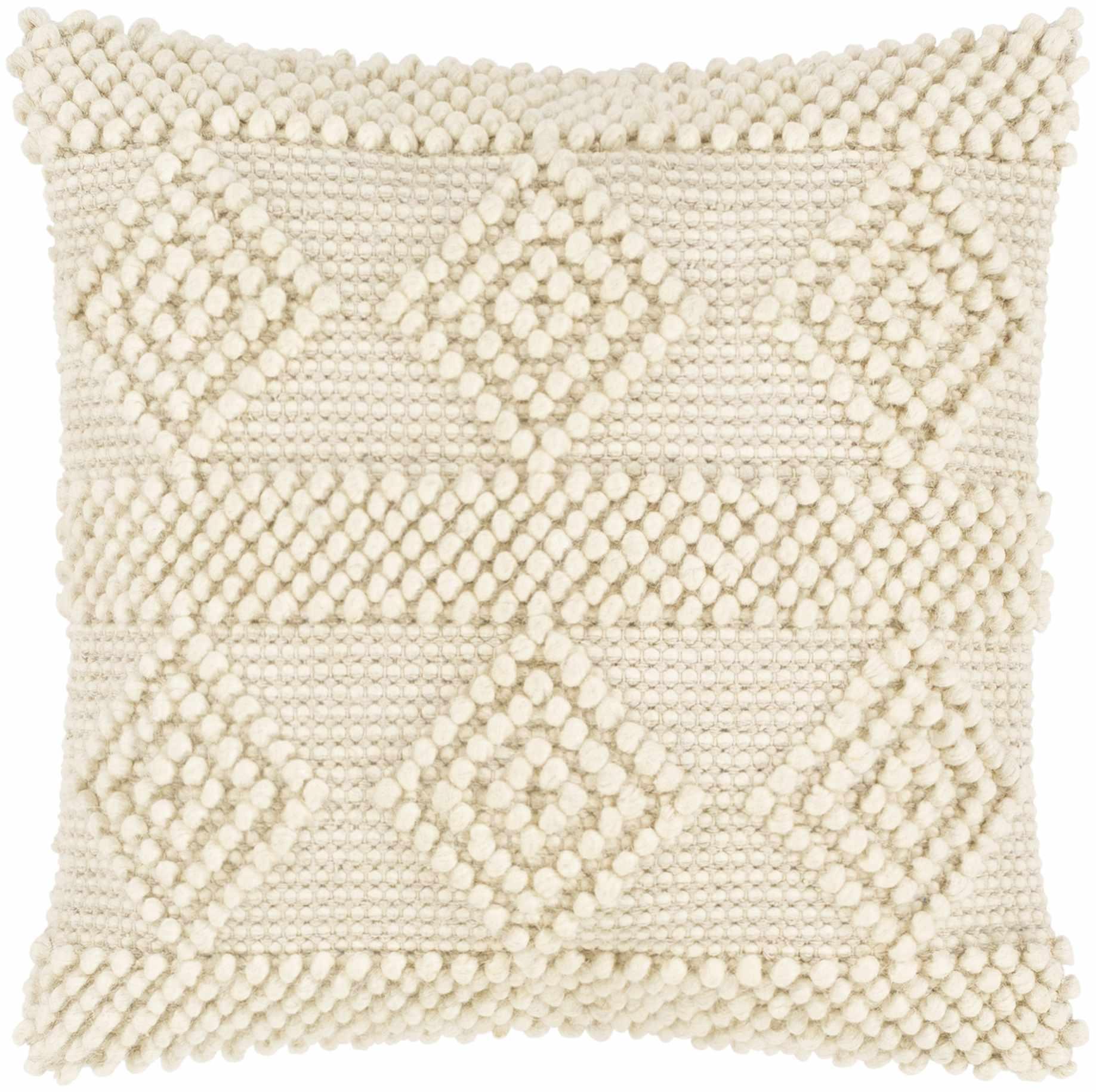 Alveley White Geometric Textured Throw Pillow-1