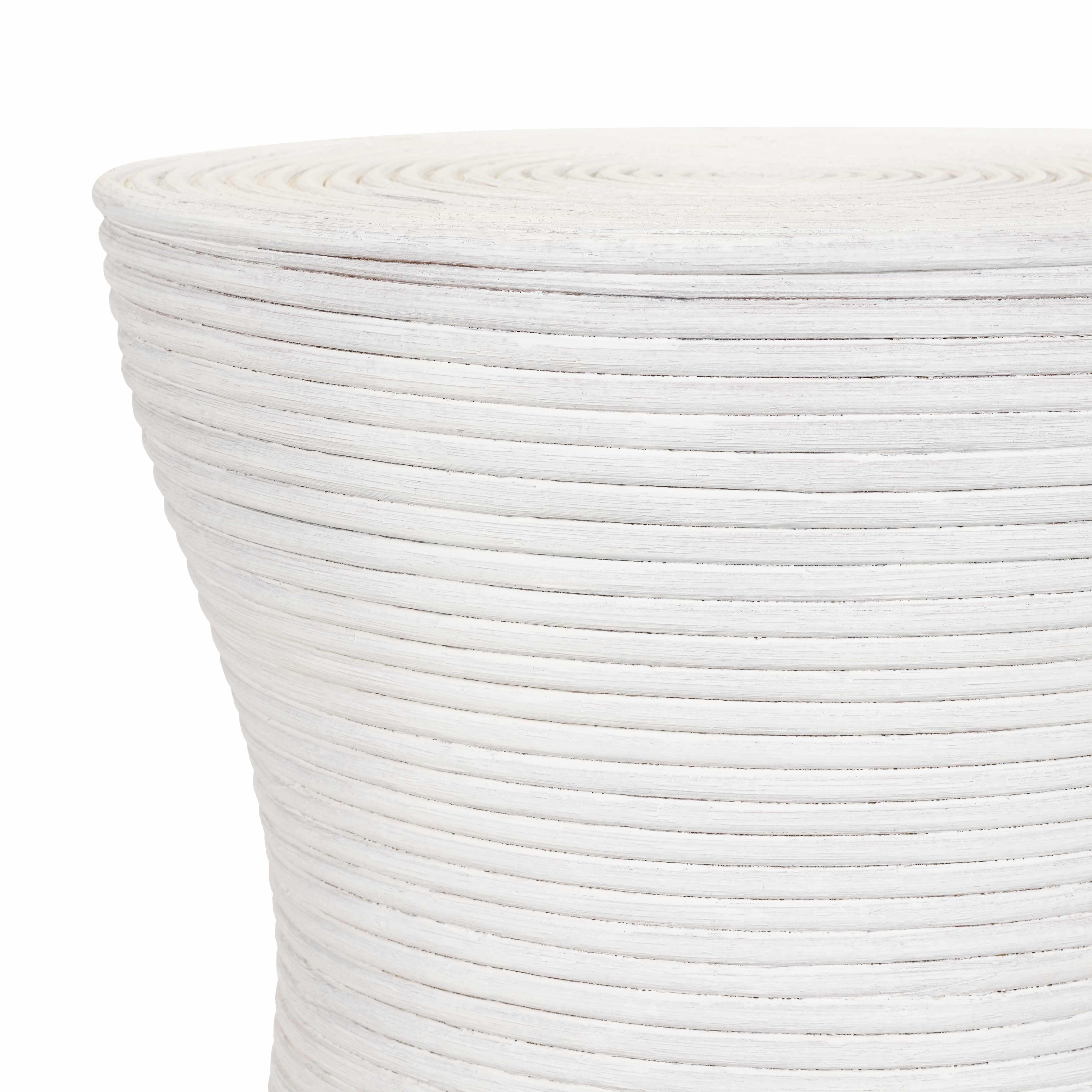 Amadeo White Rattan End Table - PRHOMZ