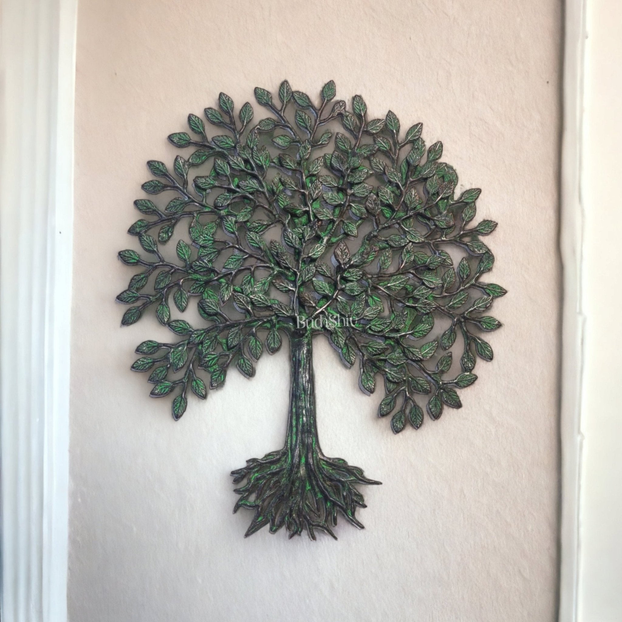 Antique Green Brass Kalpavriksha Tree for wall hanging 20 inch-0