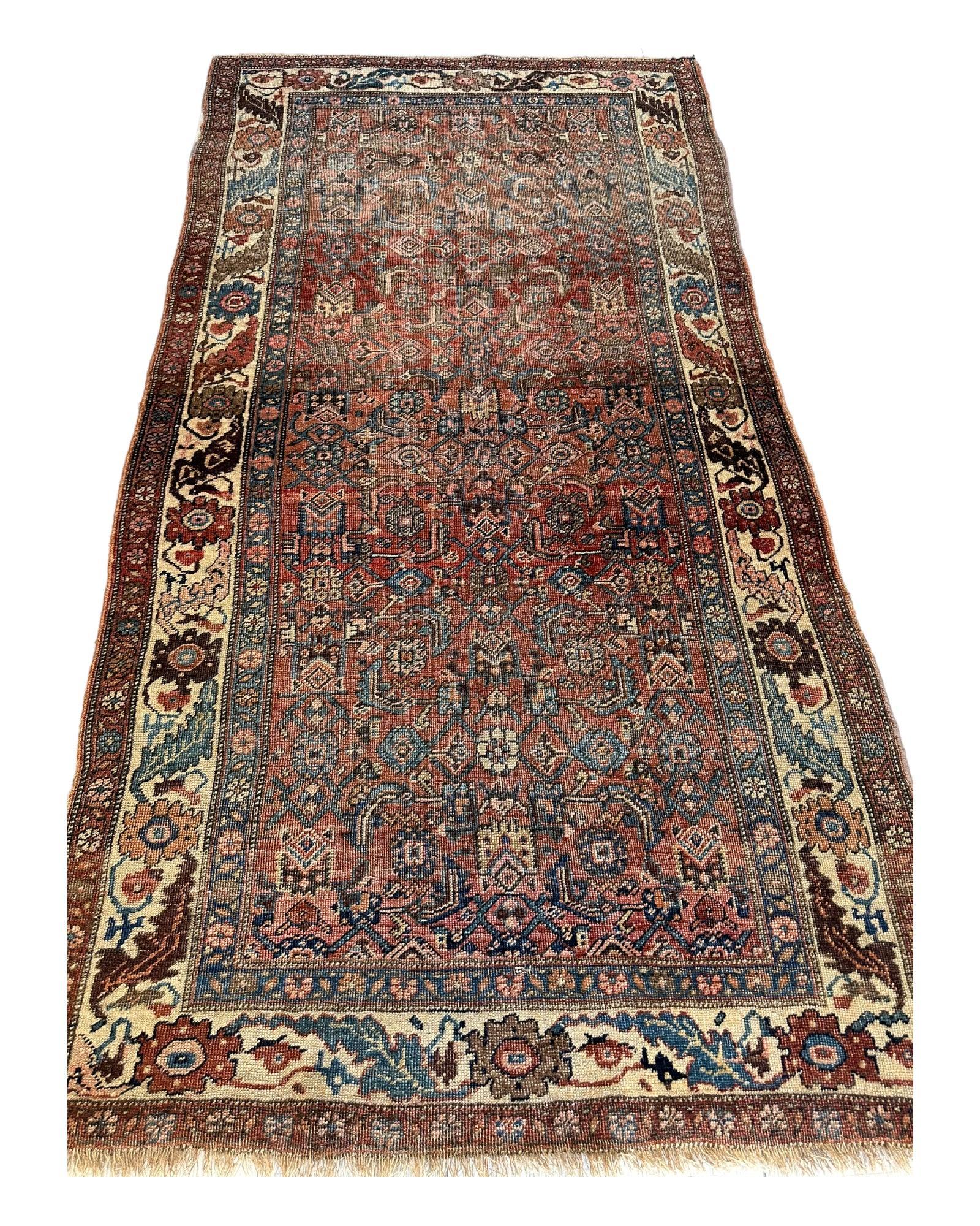 Antique Late 19th Century Persian Kurdish Gholtogh Rug 4 x 7