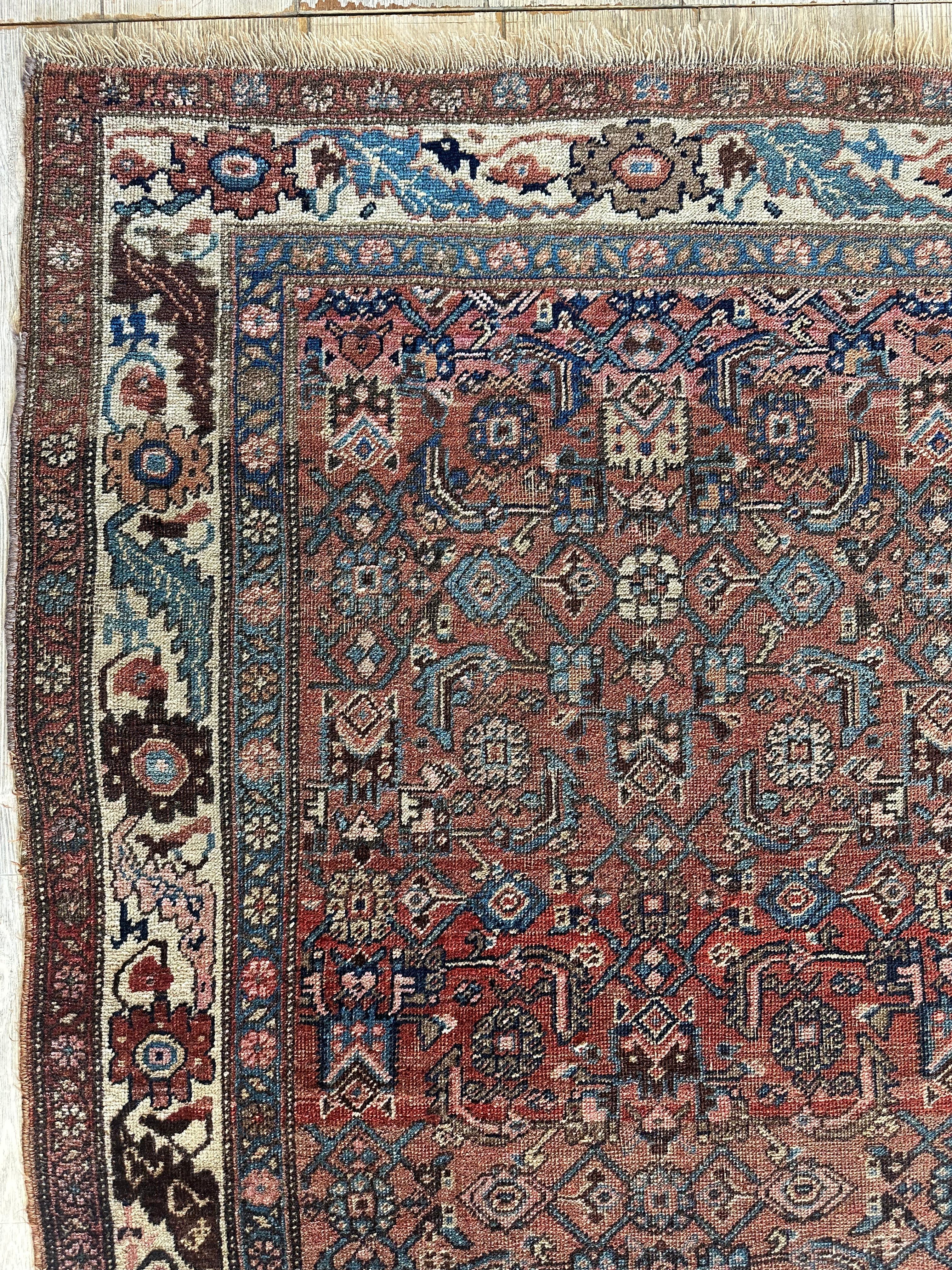 Antique Late 19th Century Persian Kurdish Gholtogh Rug 4 x 7