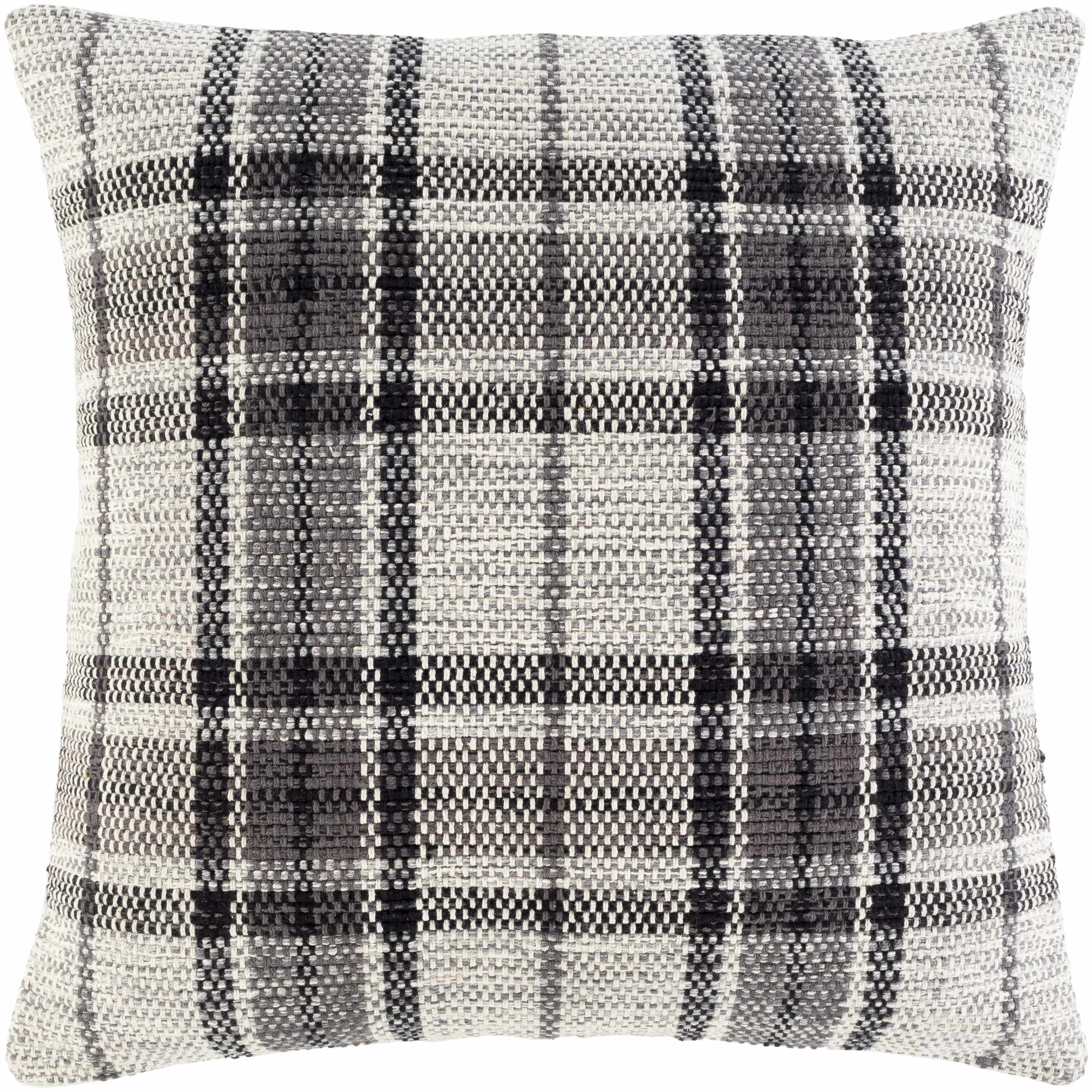 Aran Black Plaid Check Throw Pillow-0