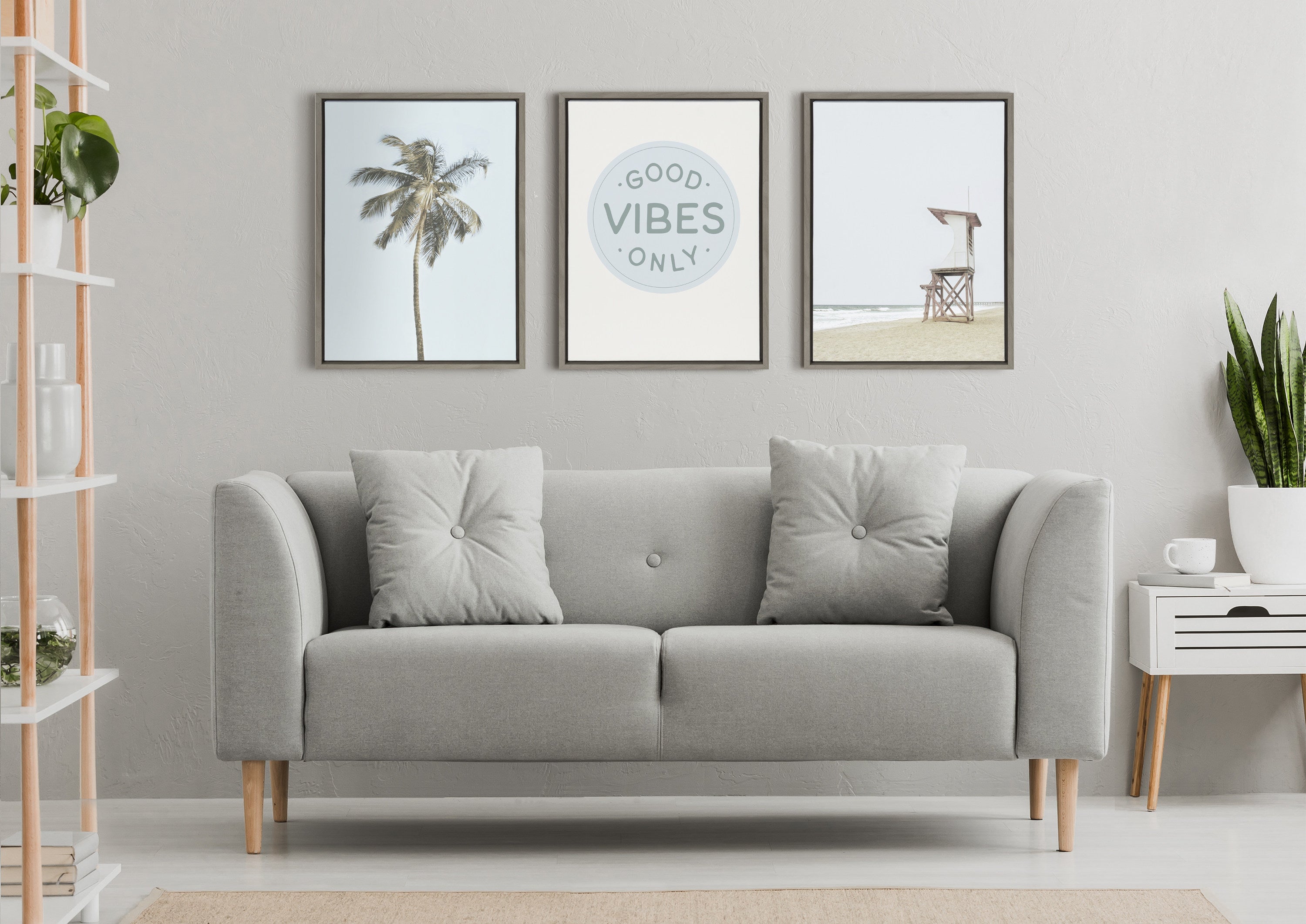 Sylvie One Coconut Palm Tree Framed Canvas by The Creative Bunch Studio
