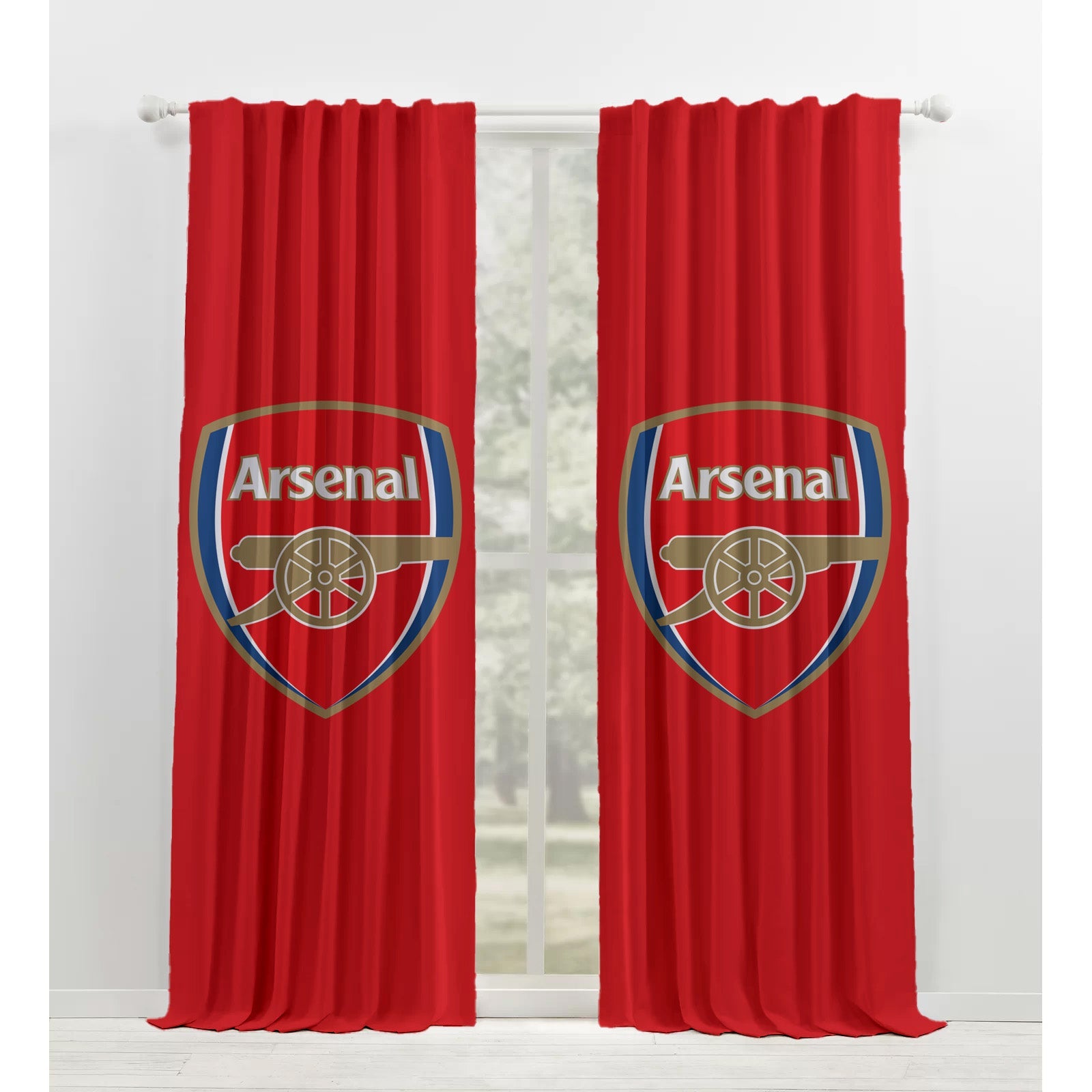 Arsenal FC Curtains UK | Blackout/Light Filtering | Eyelets/Tabs/Pockets/Hooks | 91-457cm (36-180") | Custom Sizes-0