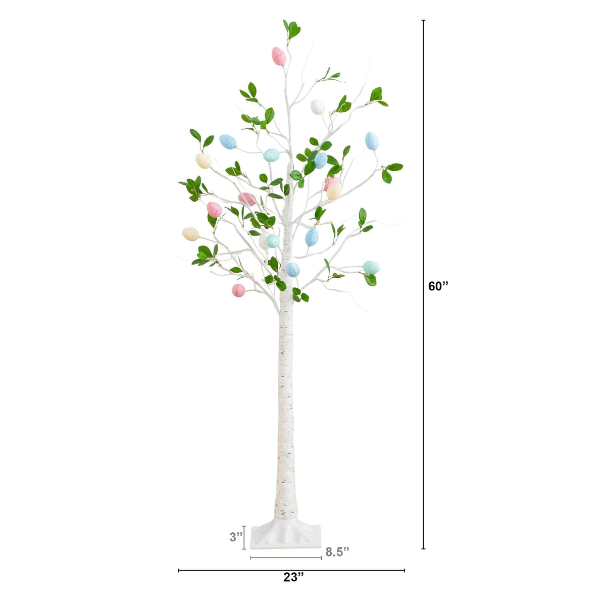 5' Pre-Lit Artificial Blooming Easter Egg Twig Tree with 18 Warm White LED Lights