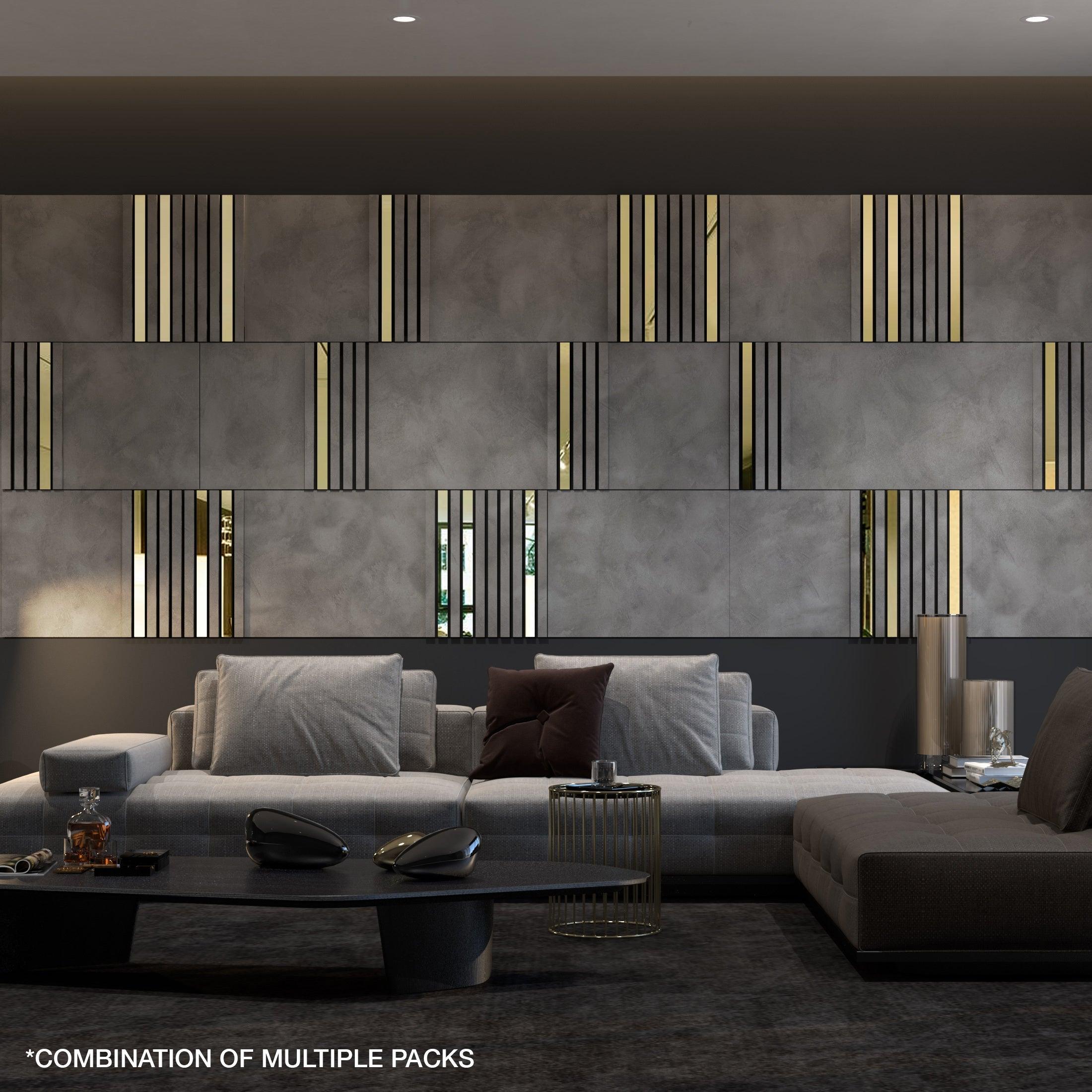 Modular Concrete & Gold Mirror Wall Panels - PRHOMZ