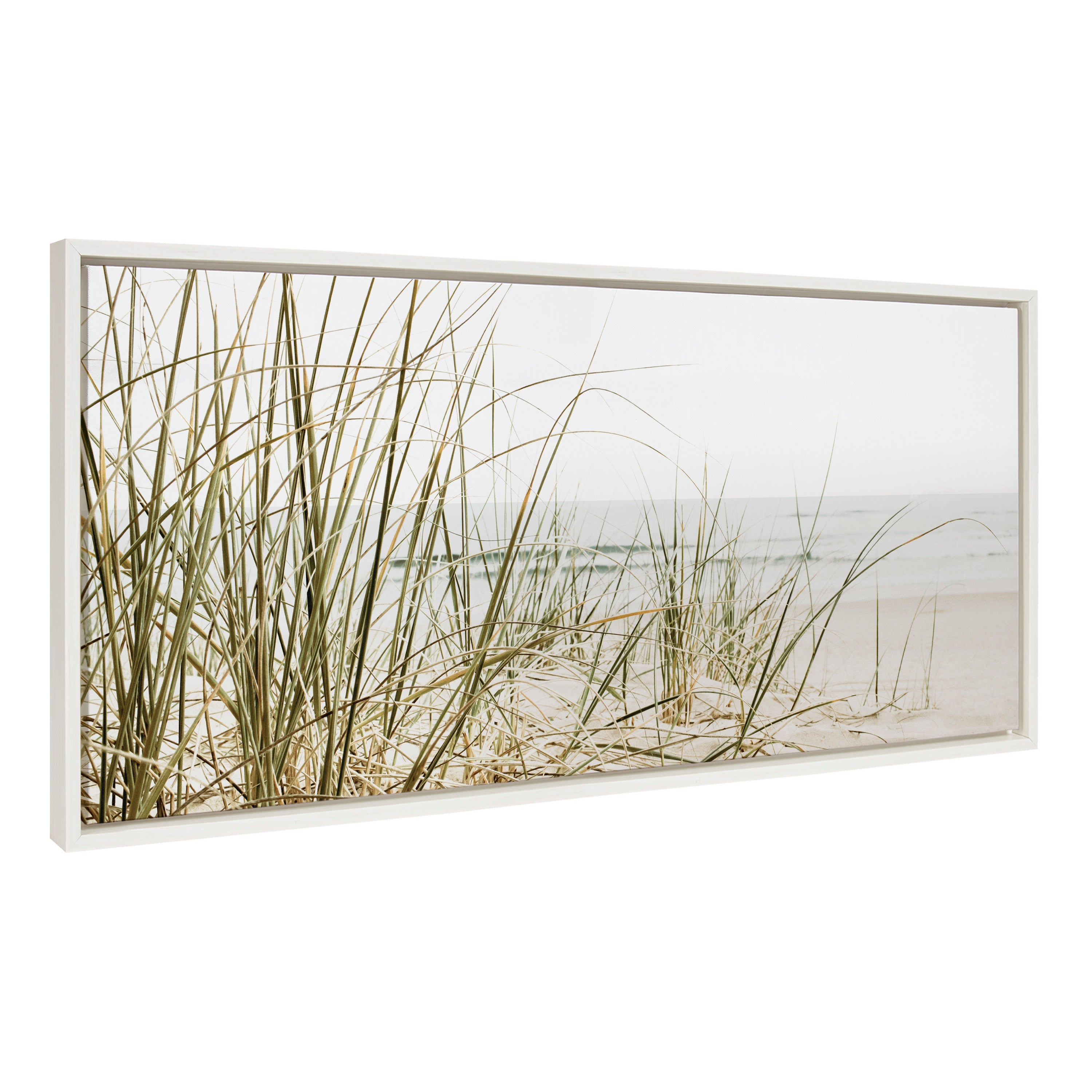 Sylvie Calming Beach Grass Framed Canvas by The Creative Bunch Studio