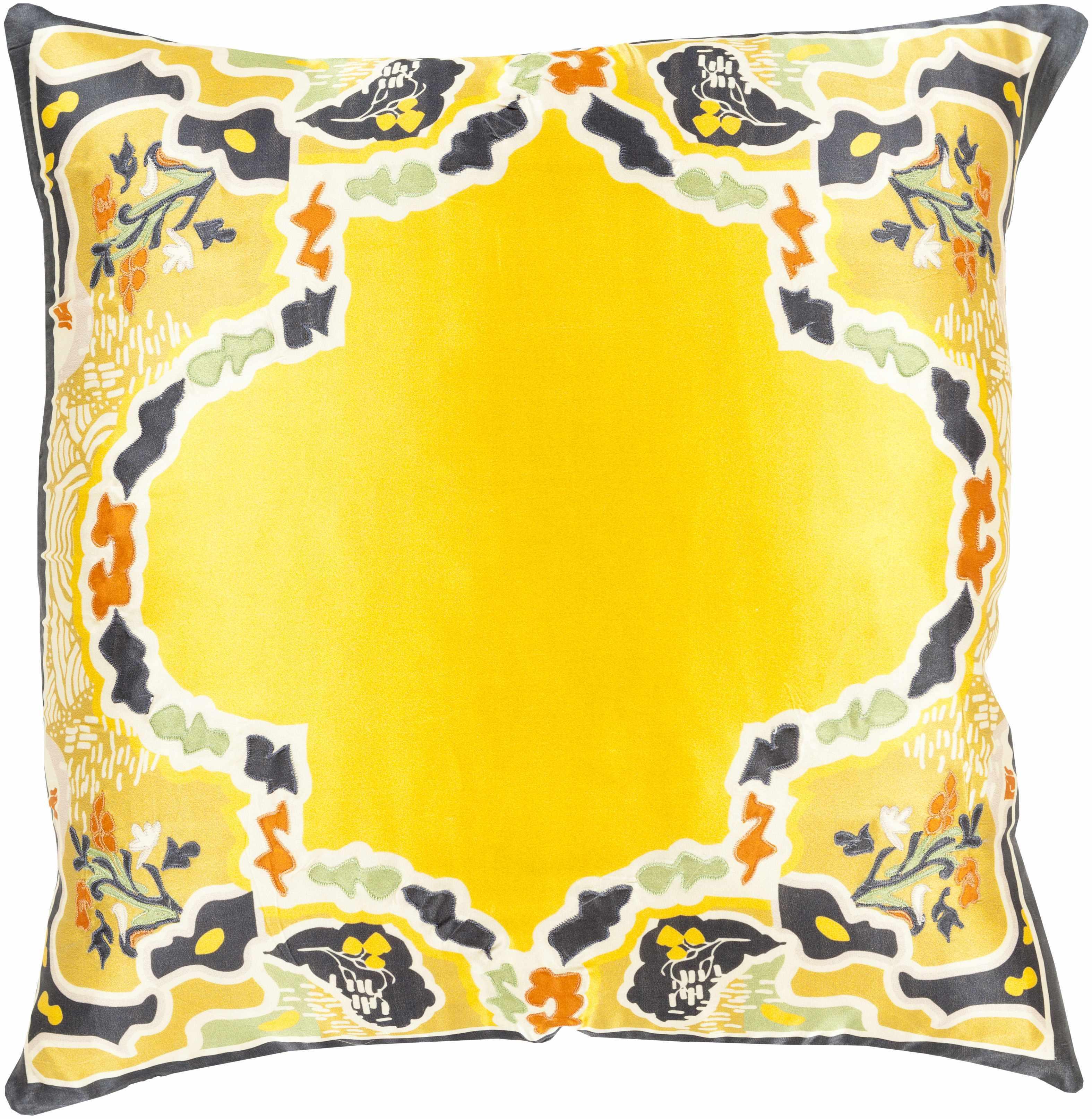 Ashwell Yellow Floral Pattern Pillow - Clearance - PRHOMZ
