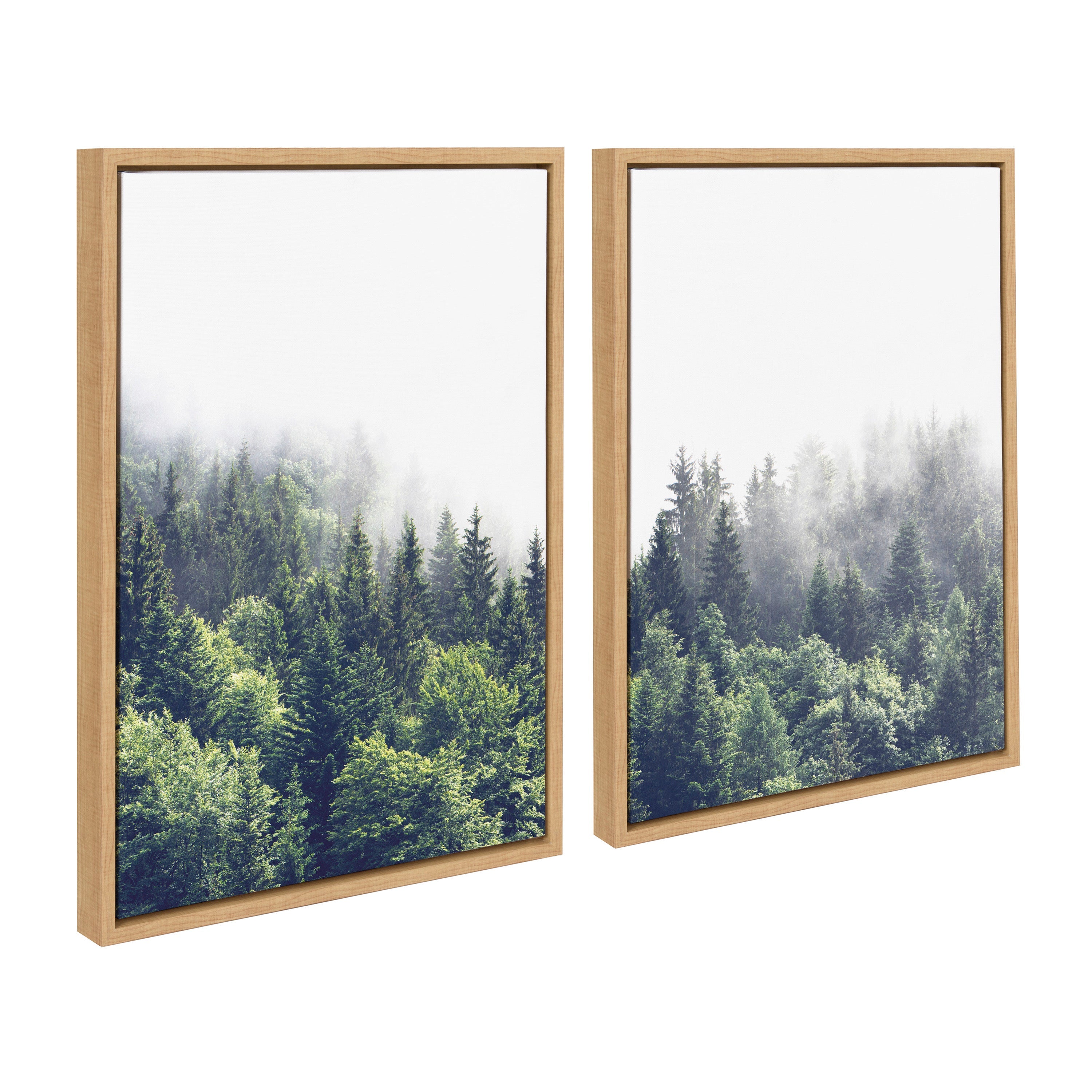 Sylvie Lush Green Forest on a Foggy Day Framed Canvas Set by The Creative Bunch Studio