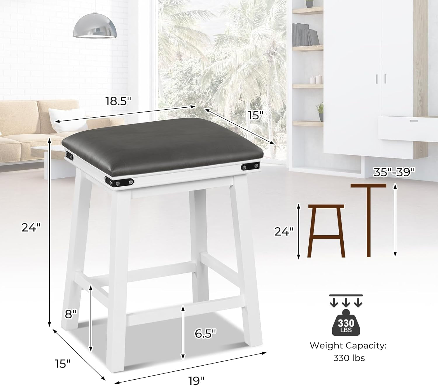 24 Inch Counter Height Bar Stools Set of Two