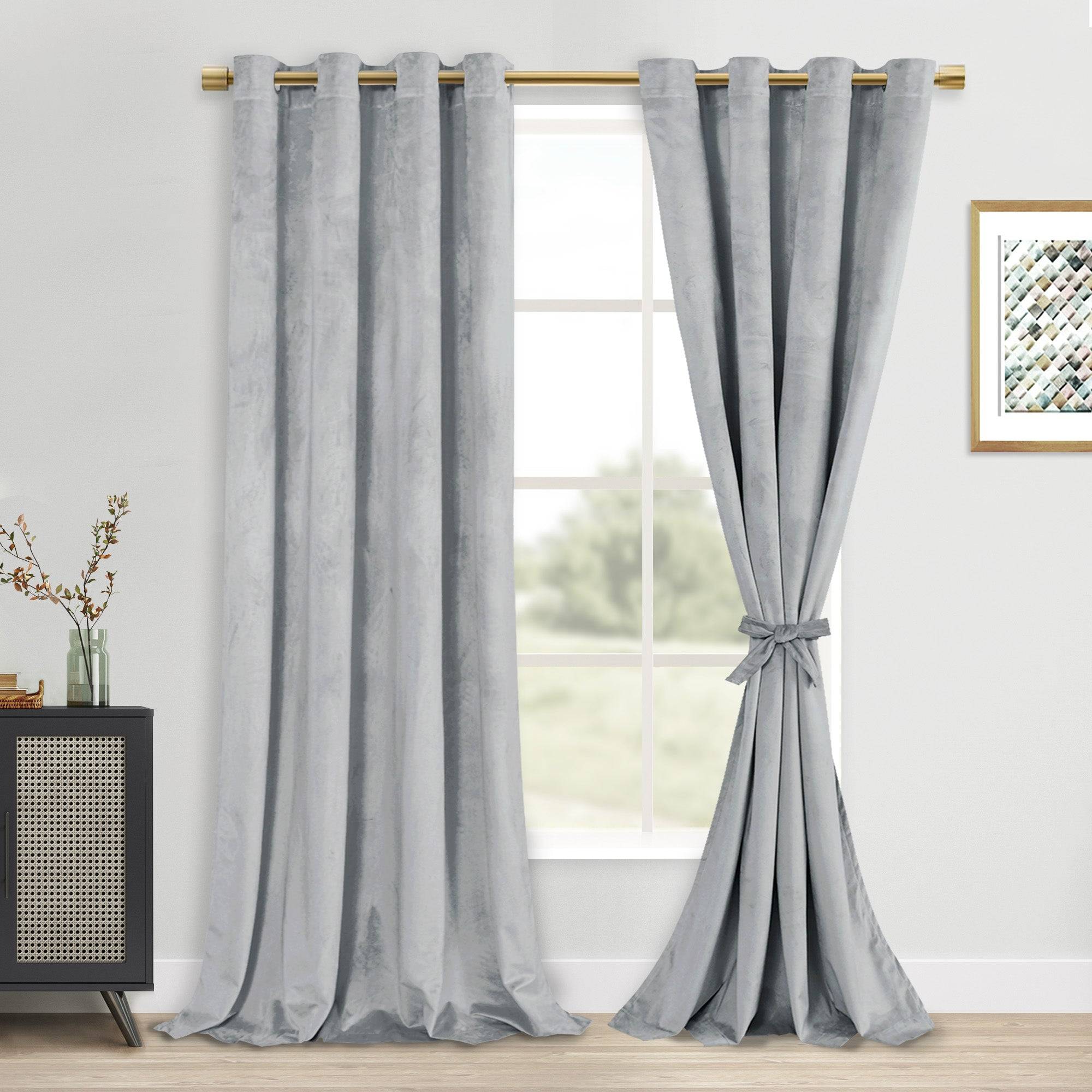DWCN Velvet Blackout Curtains with Tiebacks, Set of 2 Panels-5