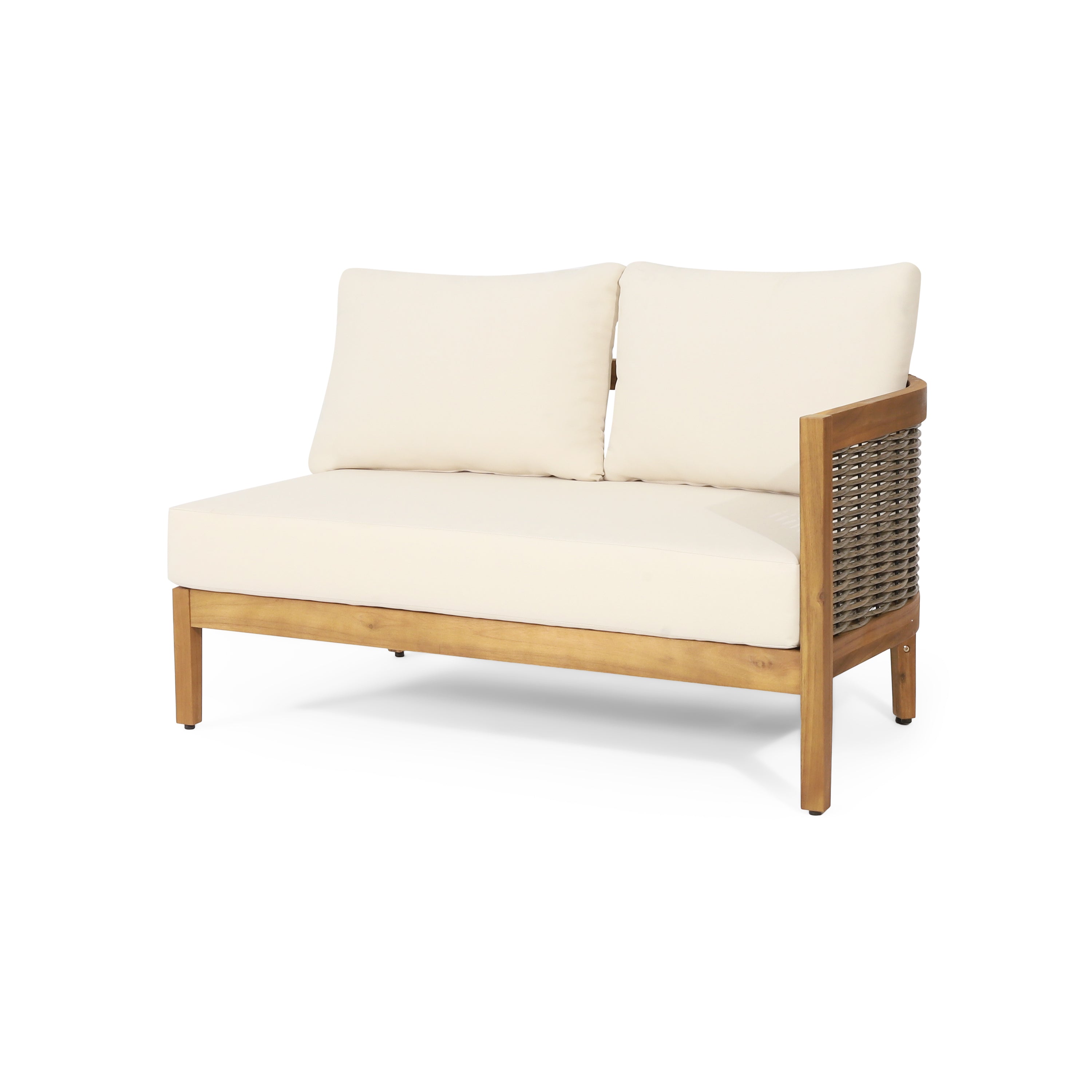Crowne 4-Pcs Sofa Conversation Set with Beige Cushion, Teak