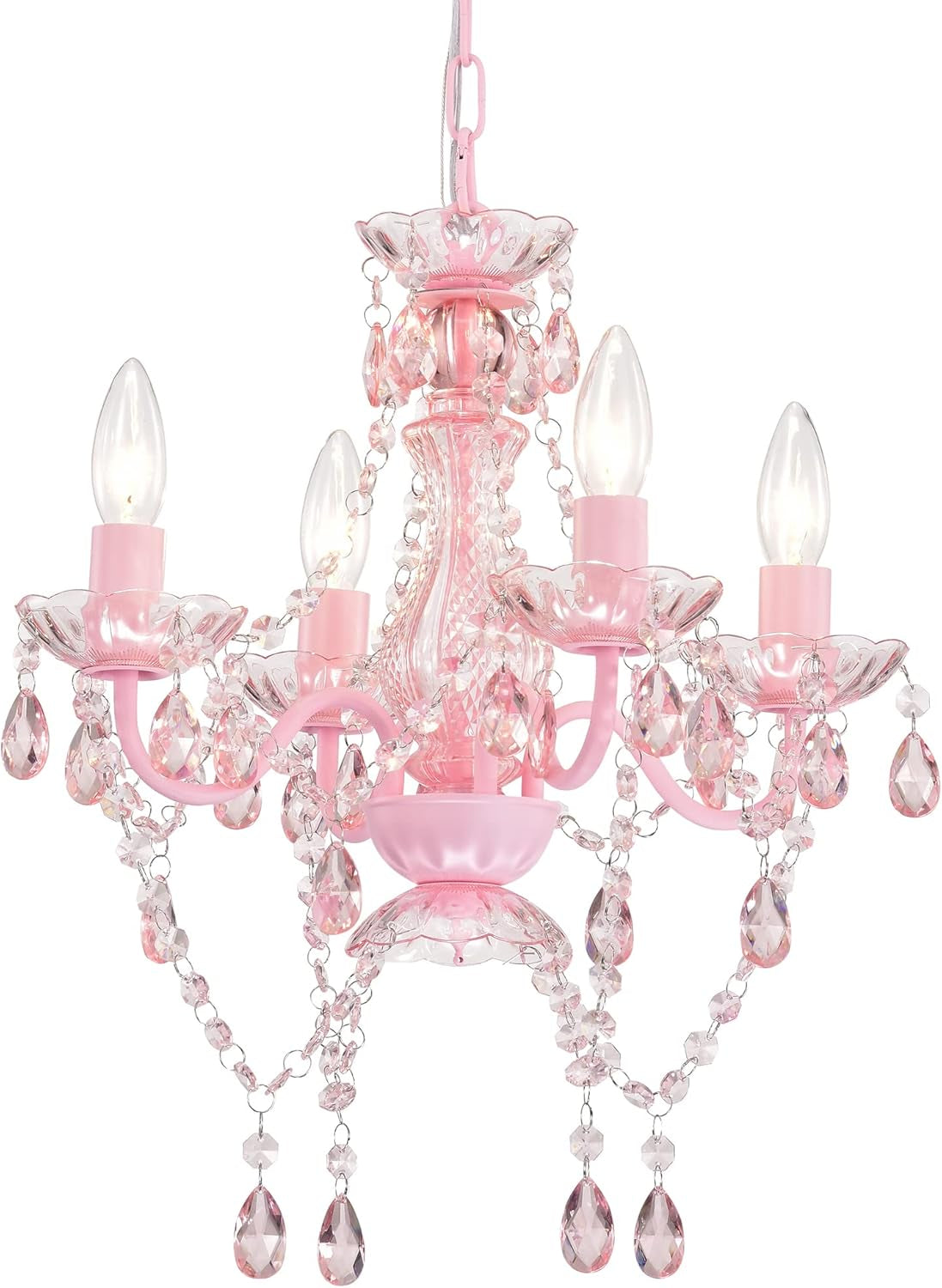 Pink Mini Crystal Chandelier With Acrylic Crystals-0