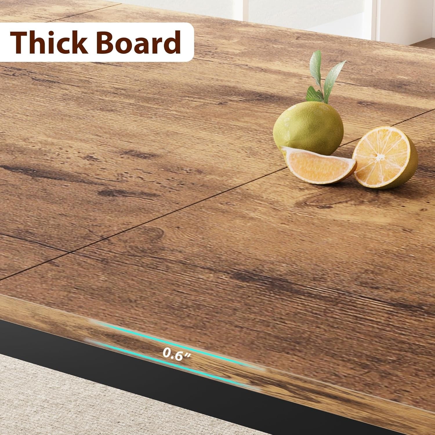 Industrial Wood Dining Table 78.7 Inches Long Brown Finish