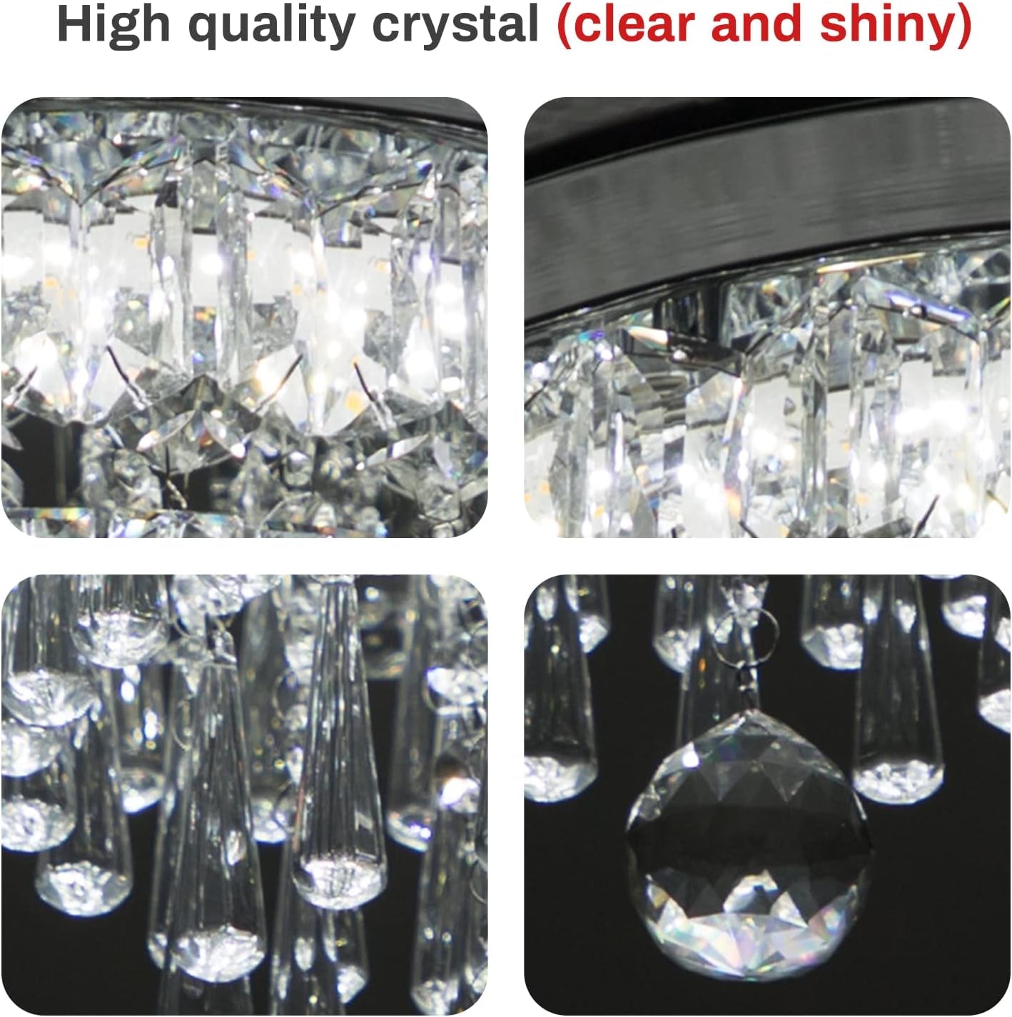Round LED Crystal Chandelier Five-Tier Drops Ceiling-4