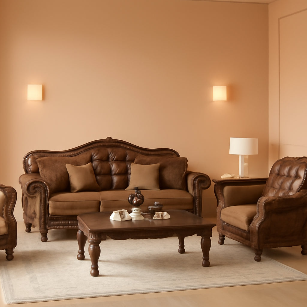 4 Piece Living Room Set With Sofa Loveseat Chair And Coffee Table Brown Chenille