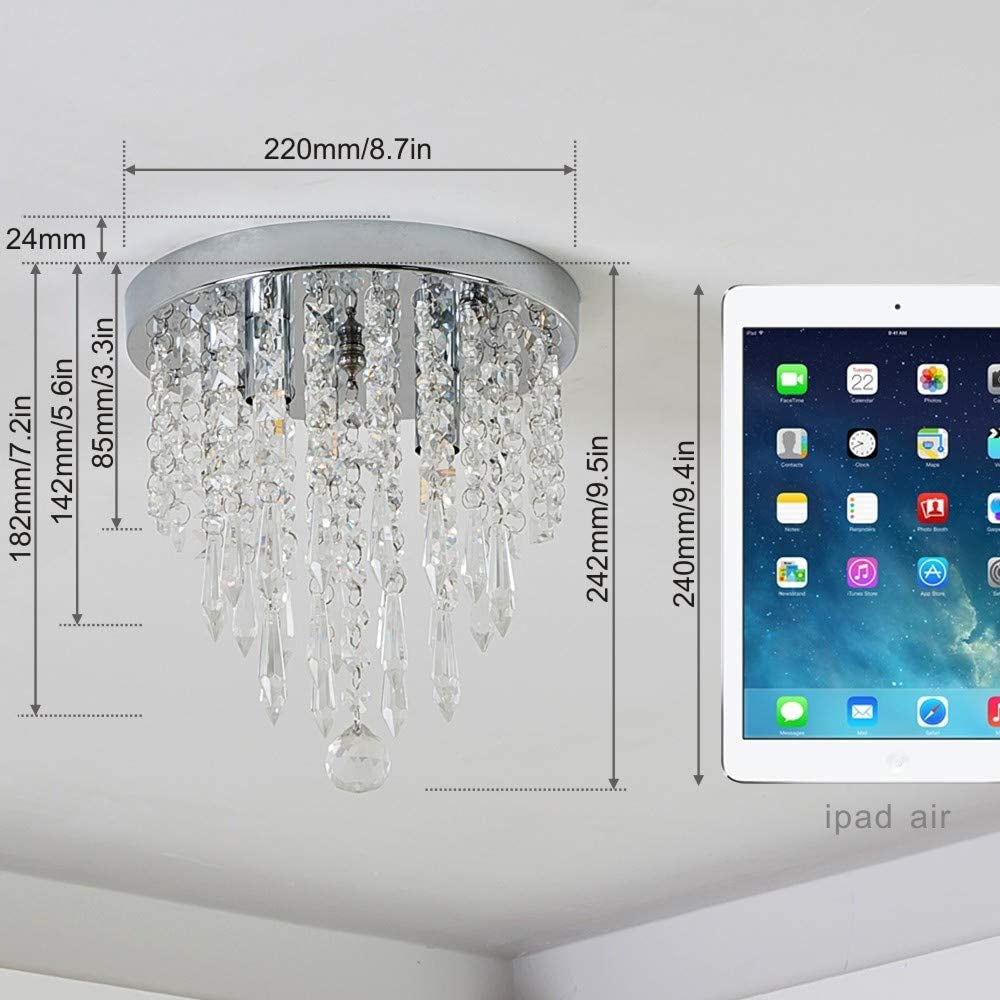 Miniature Crystal Chandelier Flush Mount Ceiling Light-3
