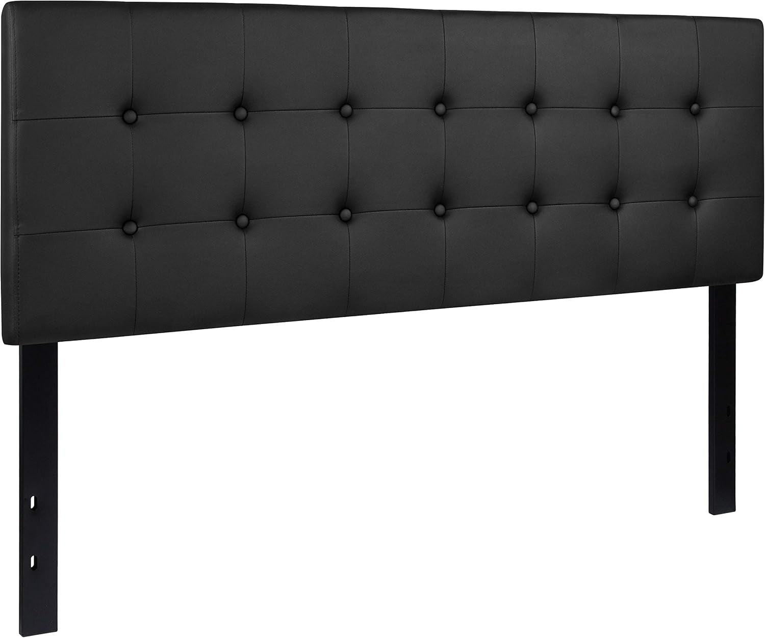 Button Tufted Black Vinyl Queen Size Headboard Upgrade
