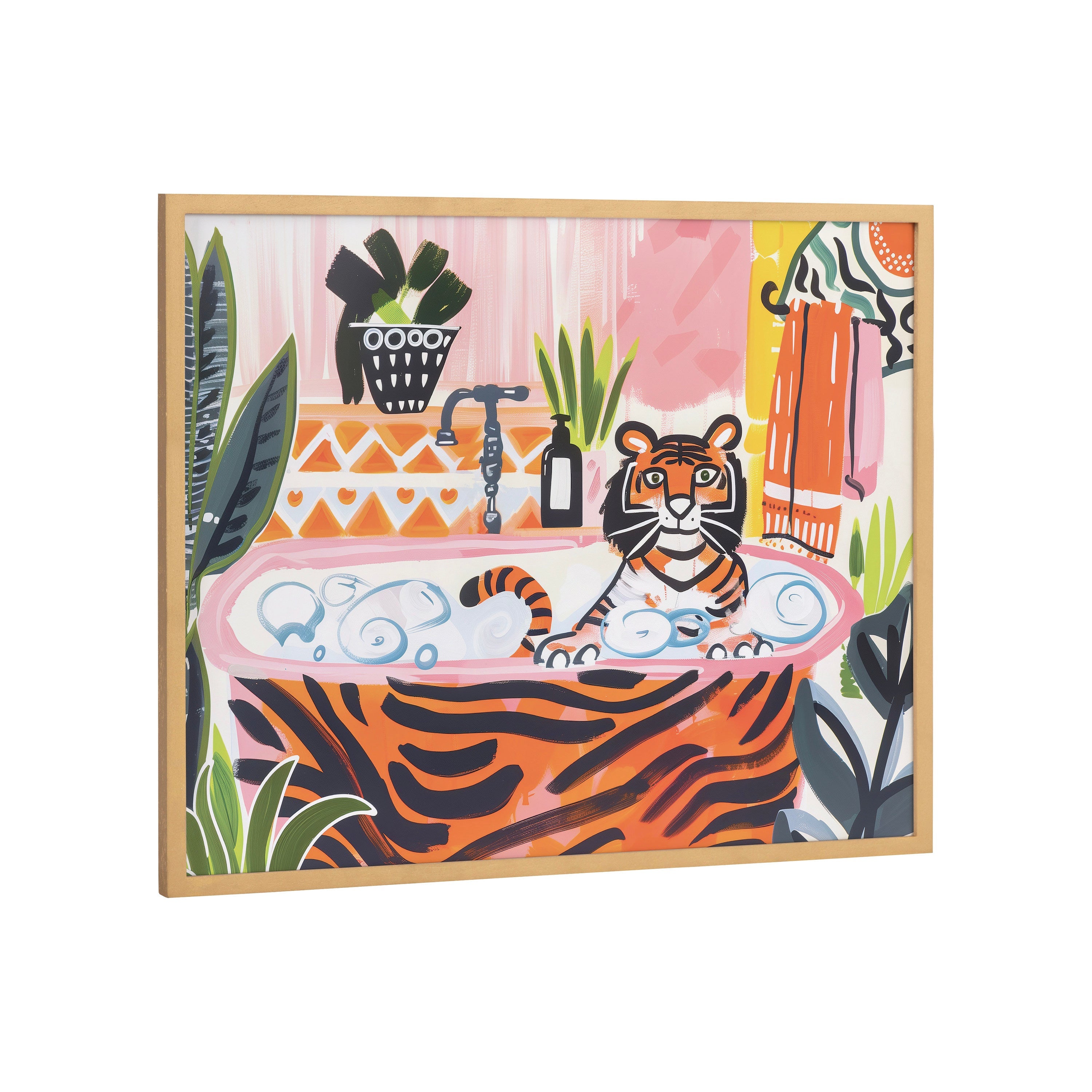 Gallery Bold Maximalist Tiger in Bubble Bath Print by The Creative Bunch Studio