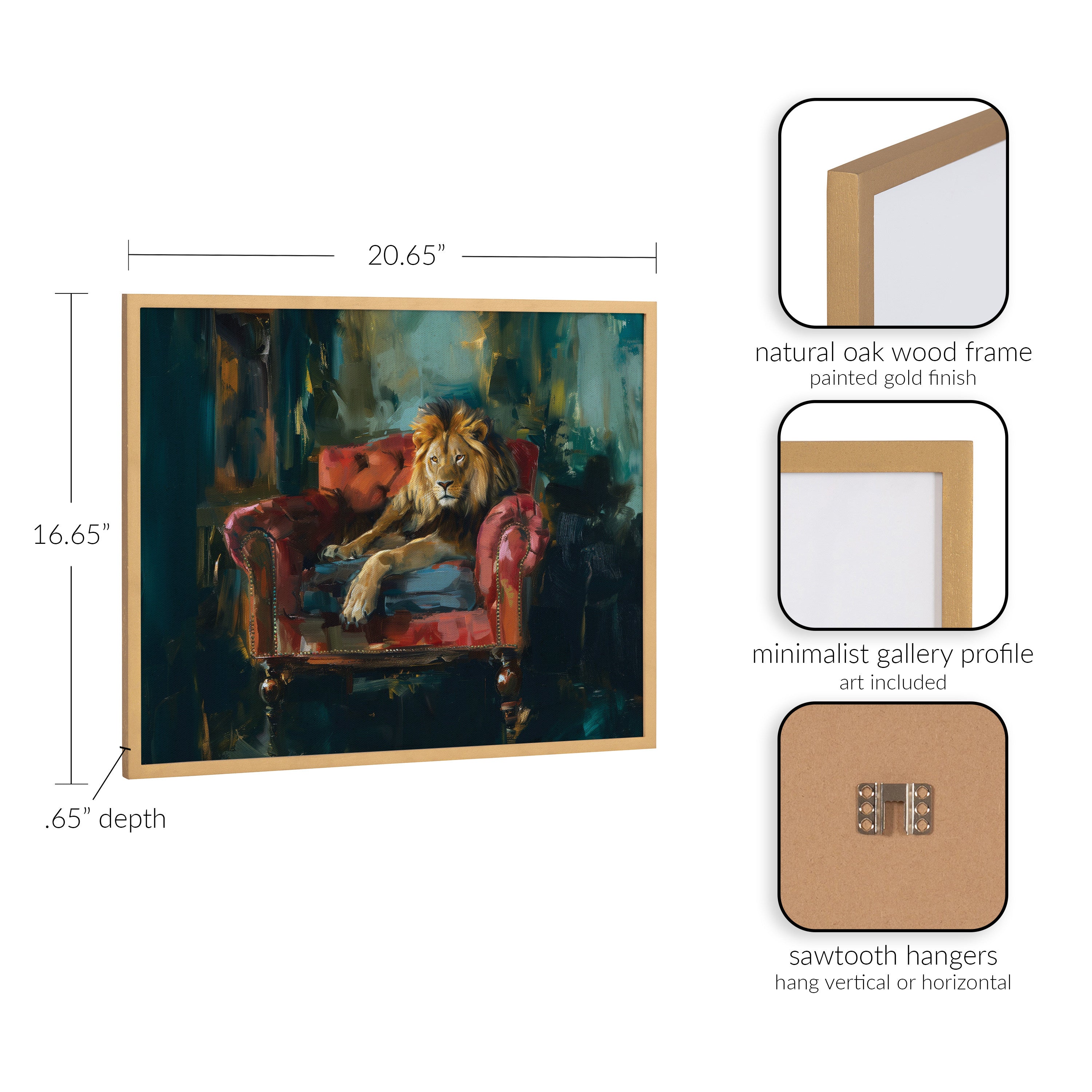 Gallery Lion Portrait in Rich Jewel Tones Print by The Creative Bunch Studio