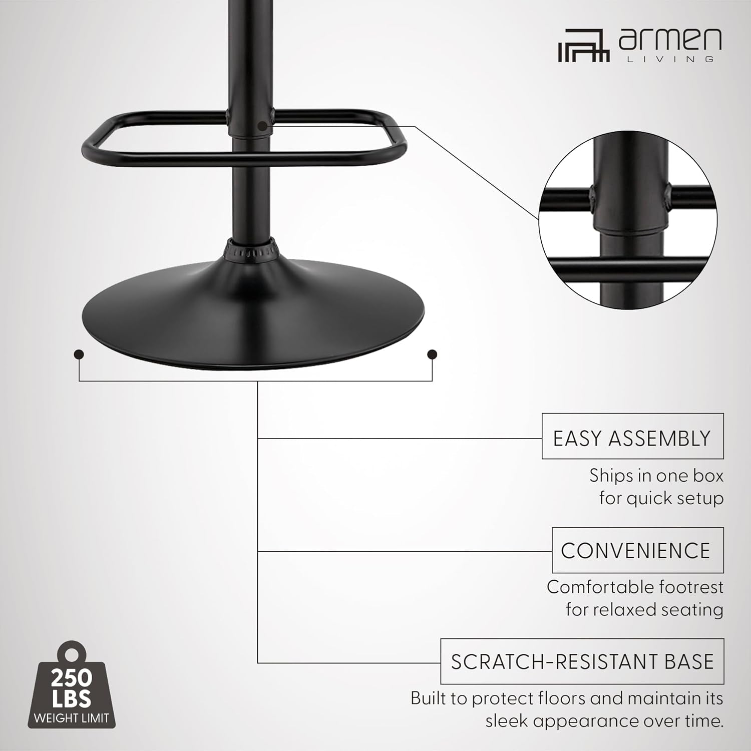 Grey Faux Leather Swivel Bar Stool With Adjustable Height