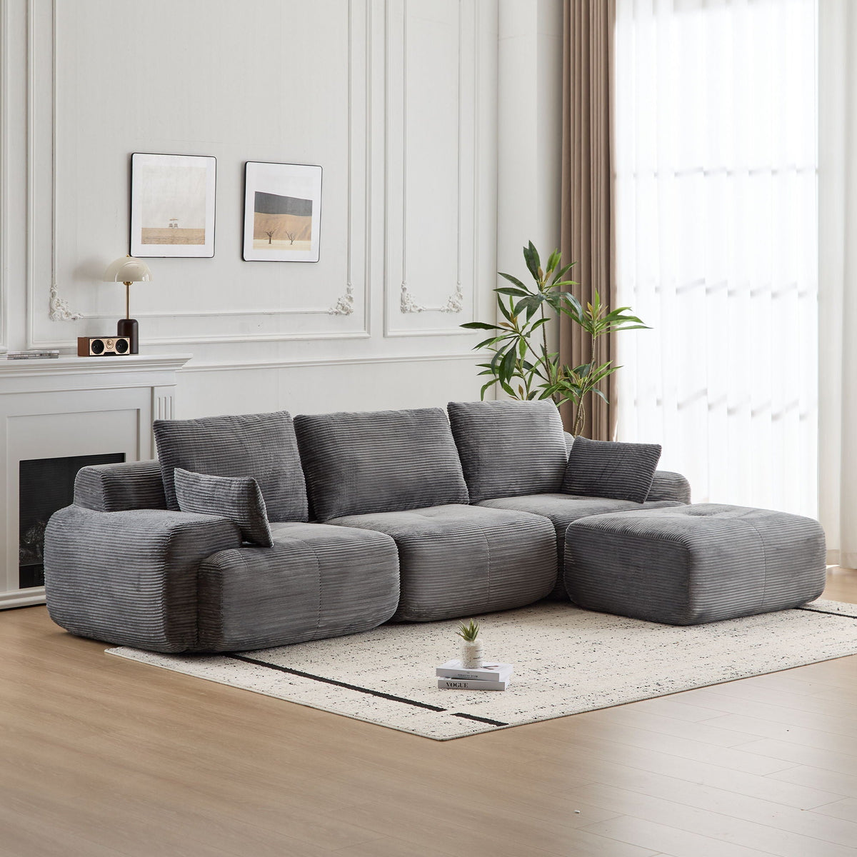 Large Fabric Sectional Sofa with Memory Foam Padding - Multiple Colors
