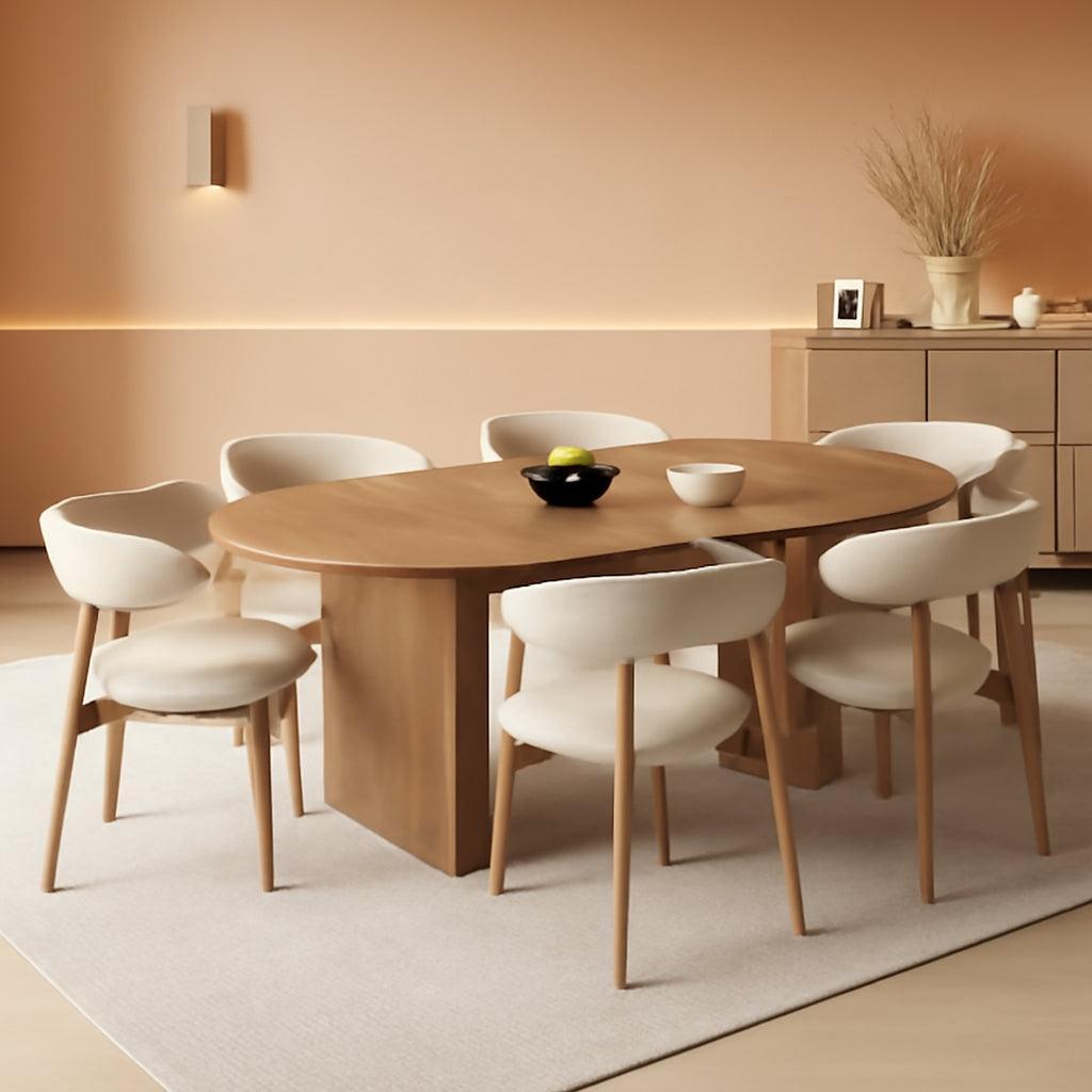 63 Inch Rustic Oval Dining Table With Metal Base Durable