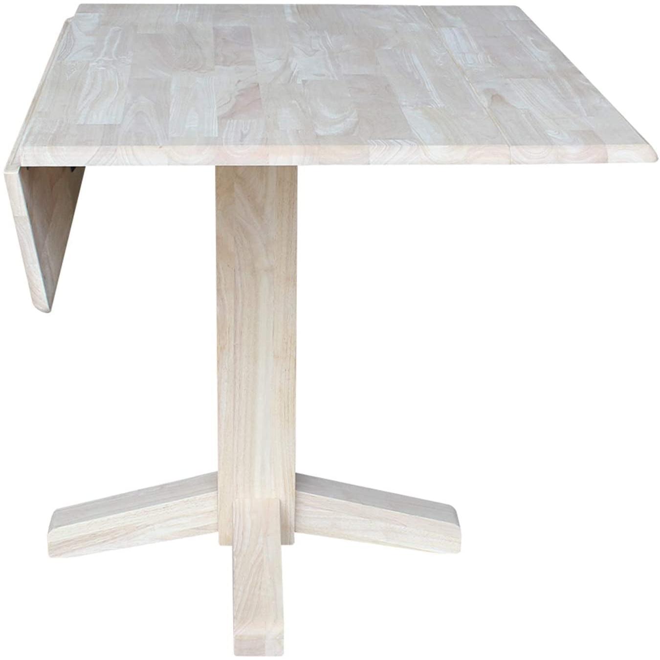 Square Dual Drop Leaf Dining Table With Butcher Block Top