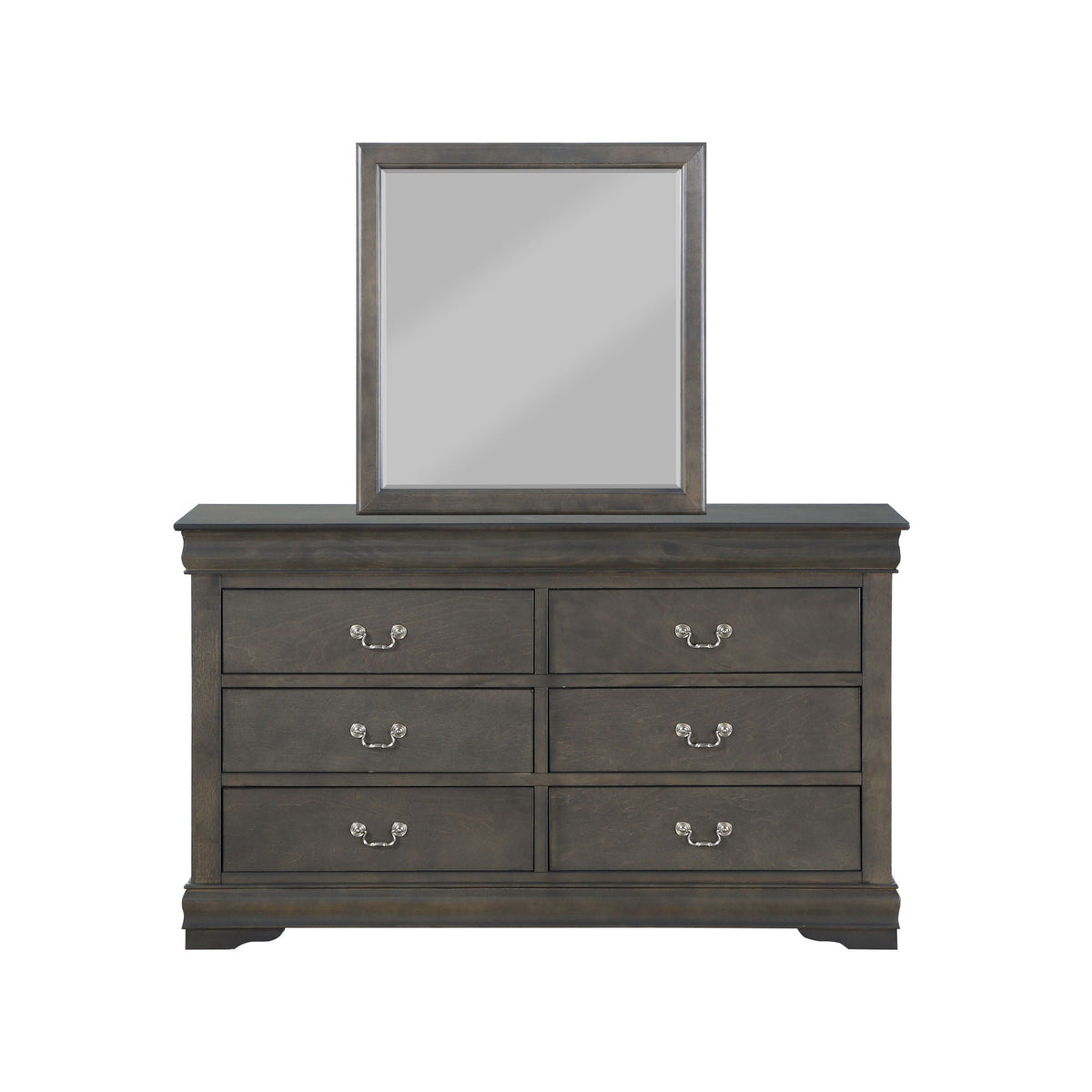 Louis Philippe Bedroom Mirror with Elegant Wood Frame - Dark Brown, Dark Gray, or White