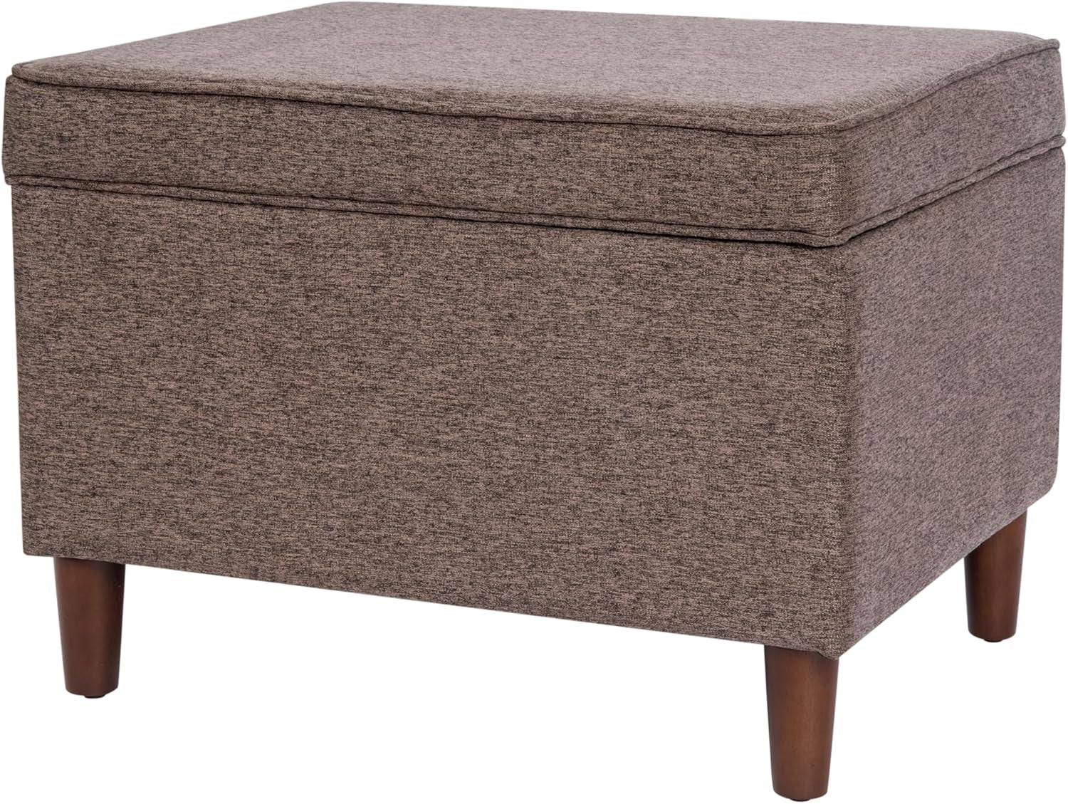 Chocolate Brownstone Storage Ottoman With Hinged Lid