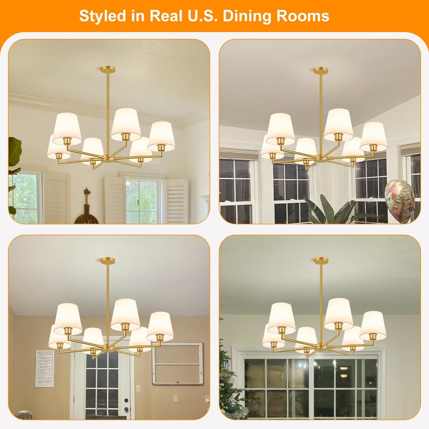 36Inch Brushed Gold Chandelier Dining Room Pendant-2