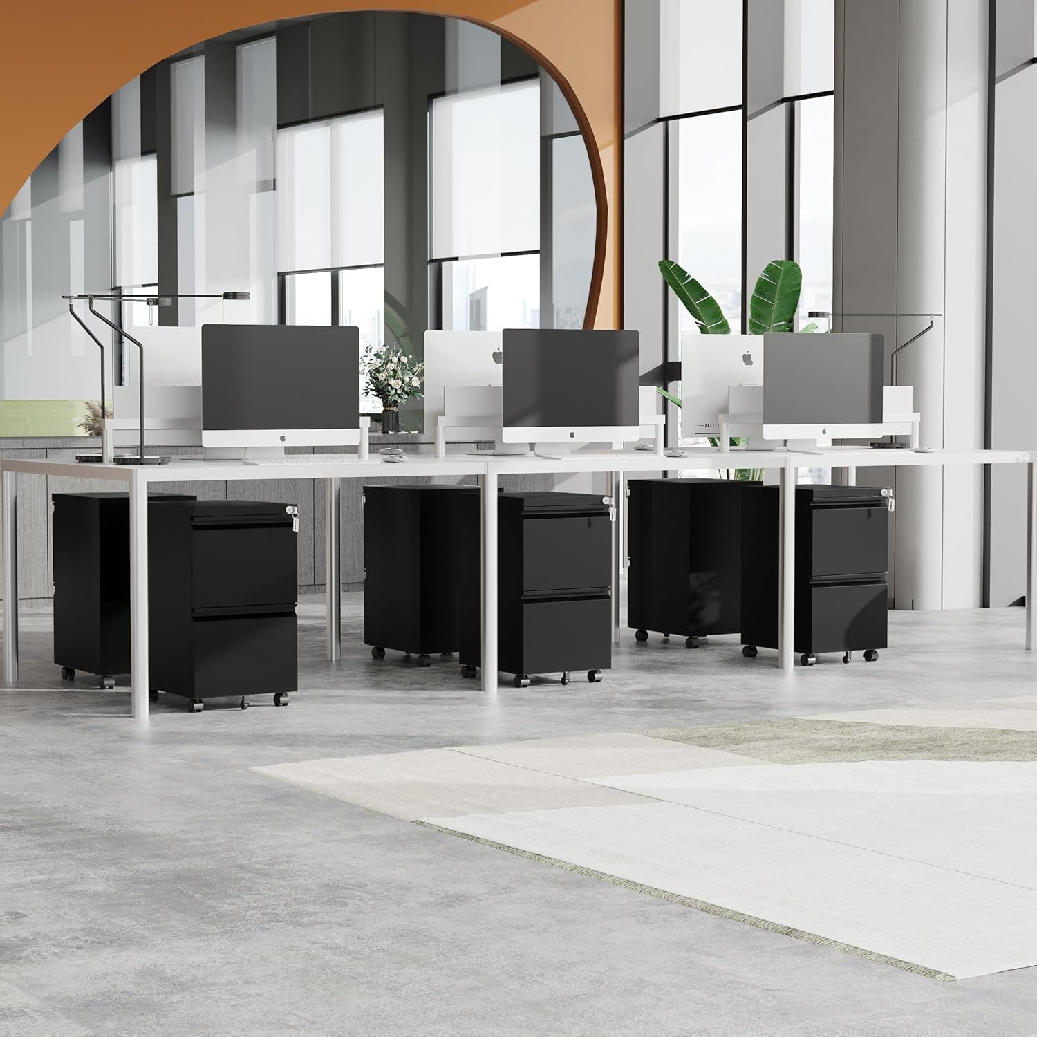 2 Drawer Mobile File Cabinet On Wheels Black For Home Office Under Desk Filing Legal Letter A4