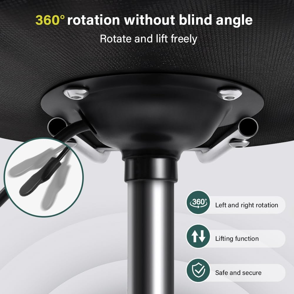 Green Height Adjustable Swivel Stool With Wheels Backrest